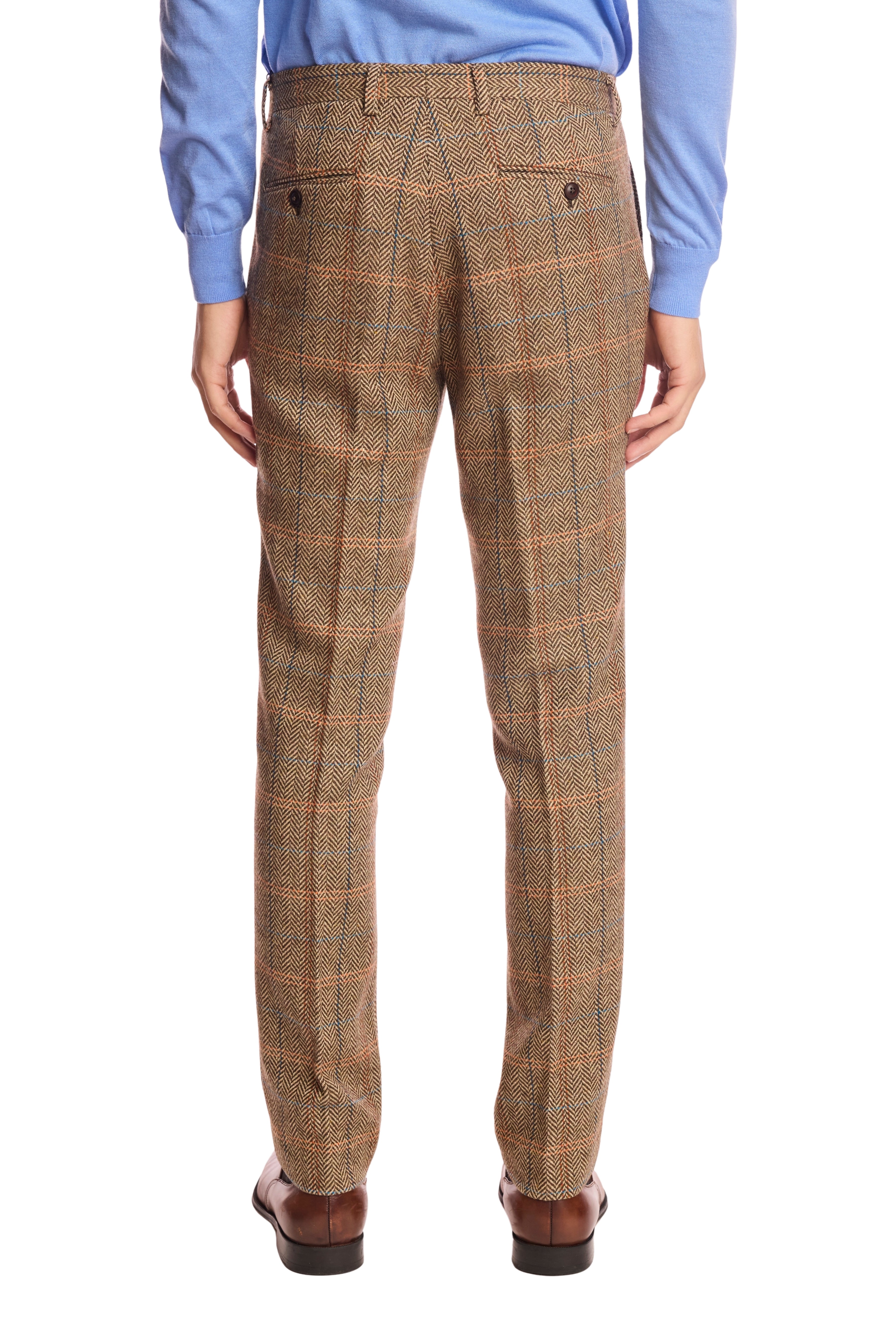 Downing pants - slim - Brown Orange Multi Herringbone