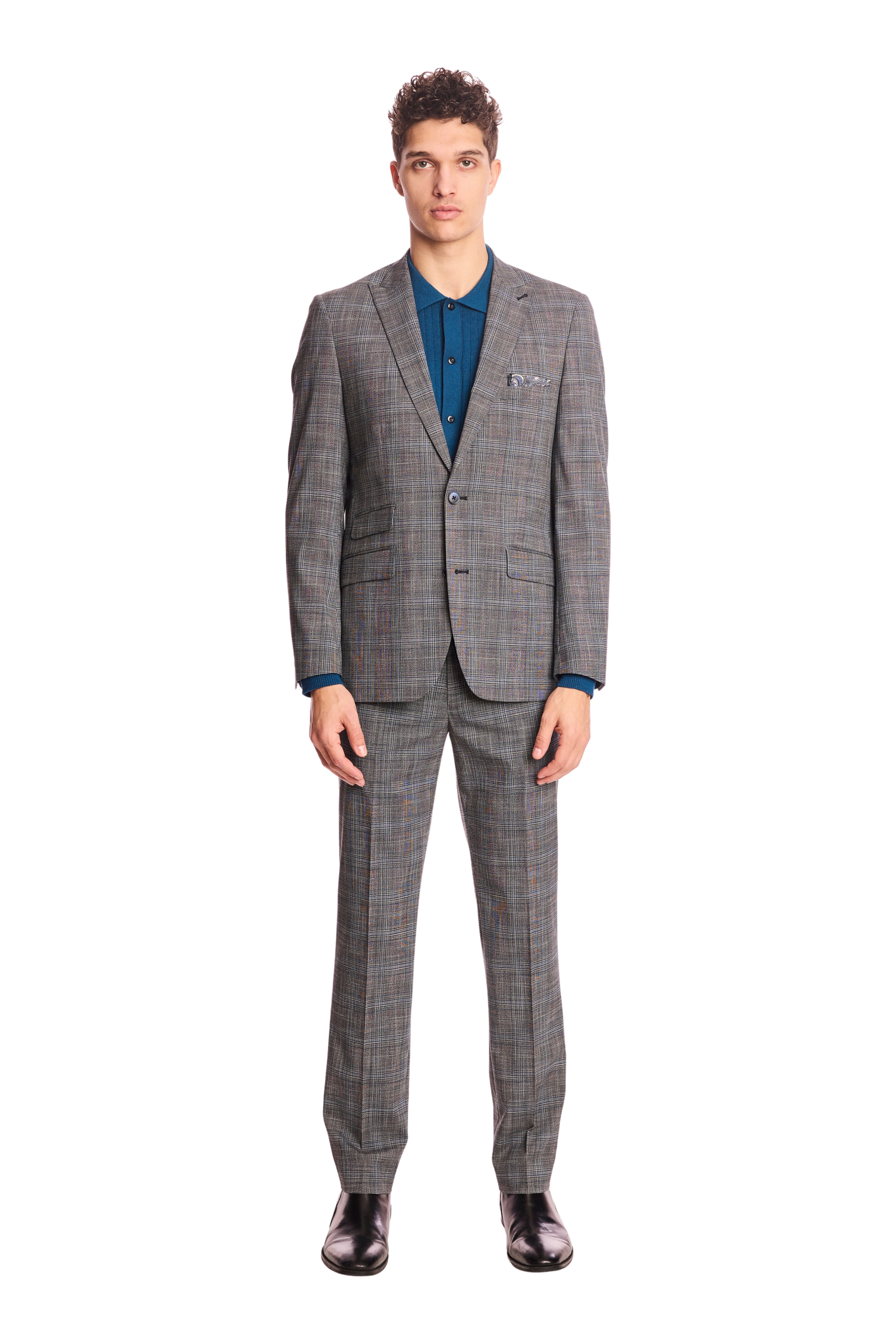 Downing pants - slim - Blue & Black Plaid