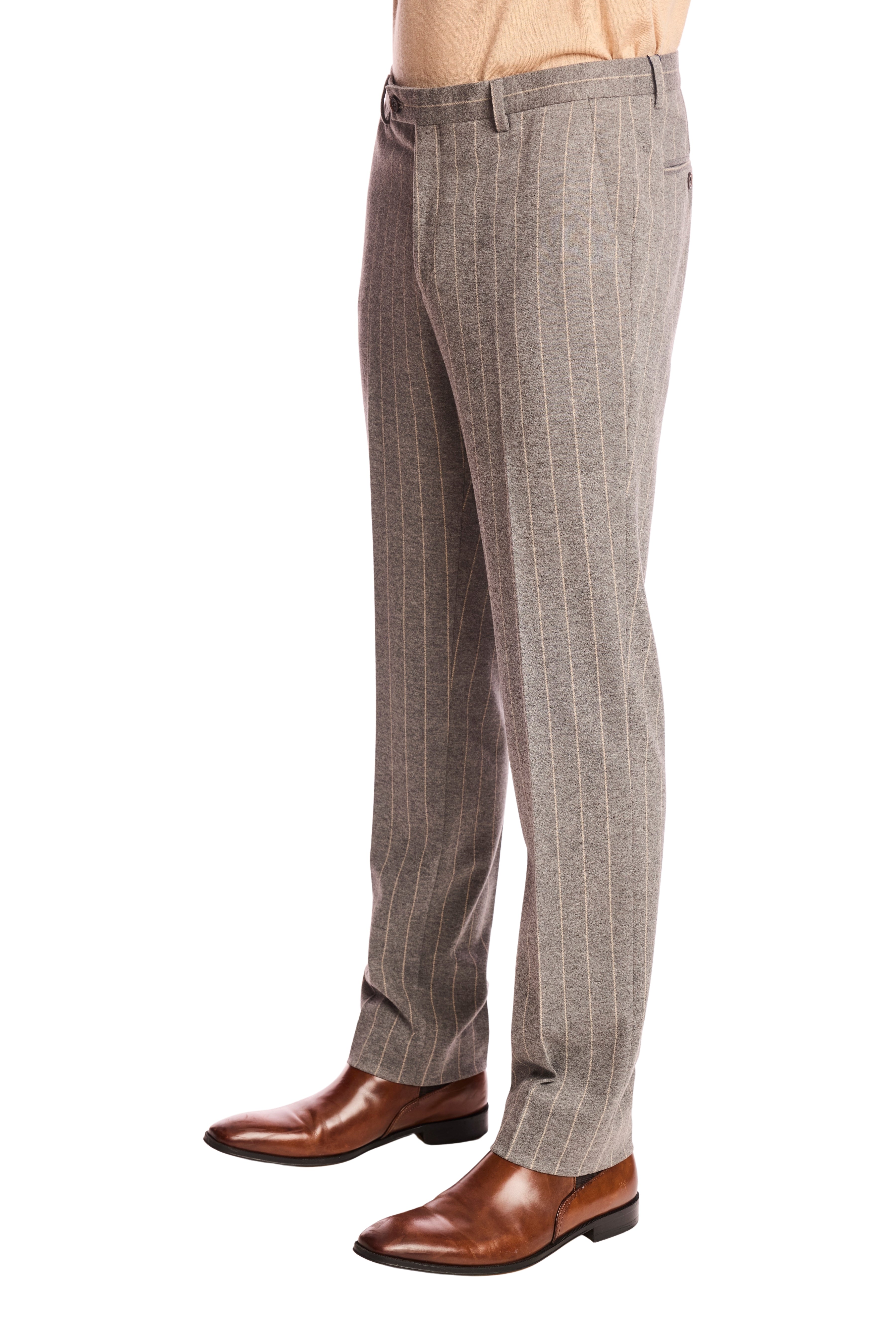 Downing pants - slim - LT Grey Tan Pinstripe