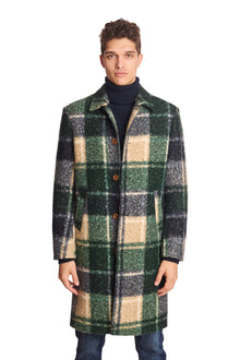  Slash Pocket Overcoat - Forest Cream Swirl