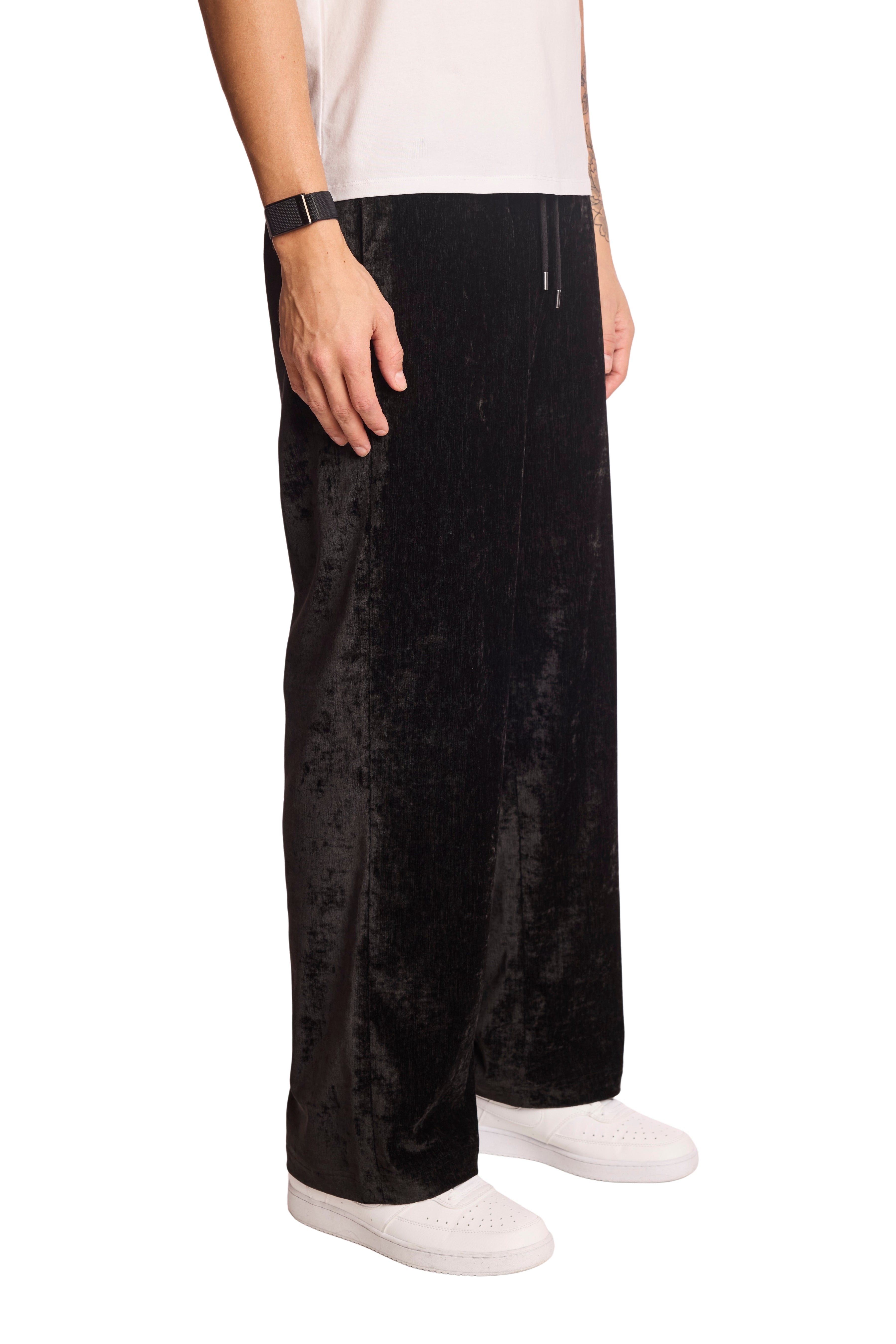 Velvet Wide Leg Sweatpants - Black Velvet