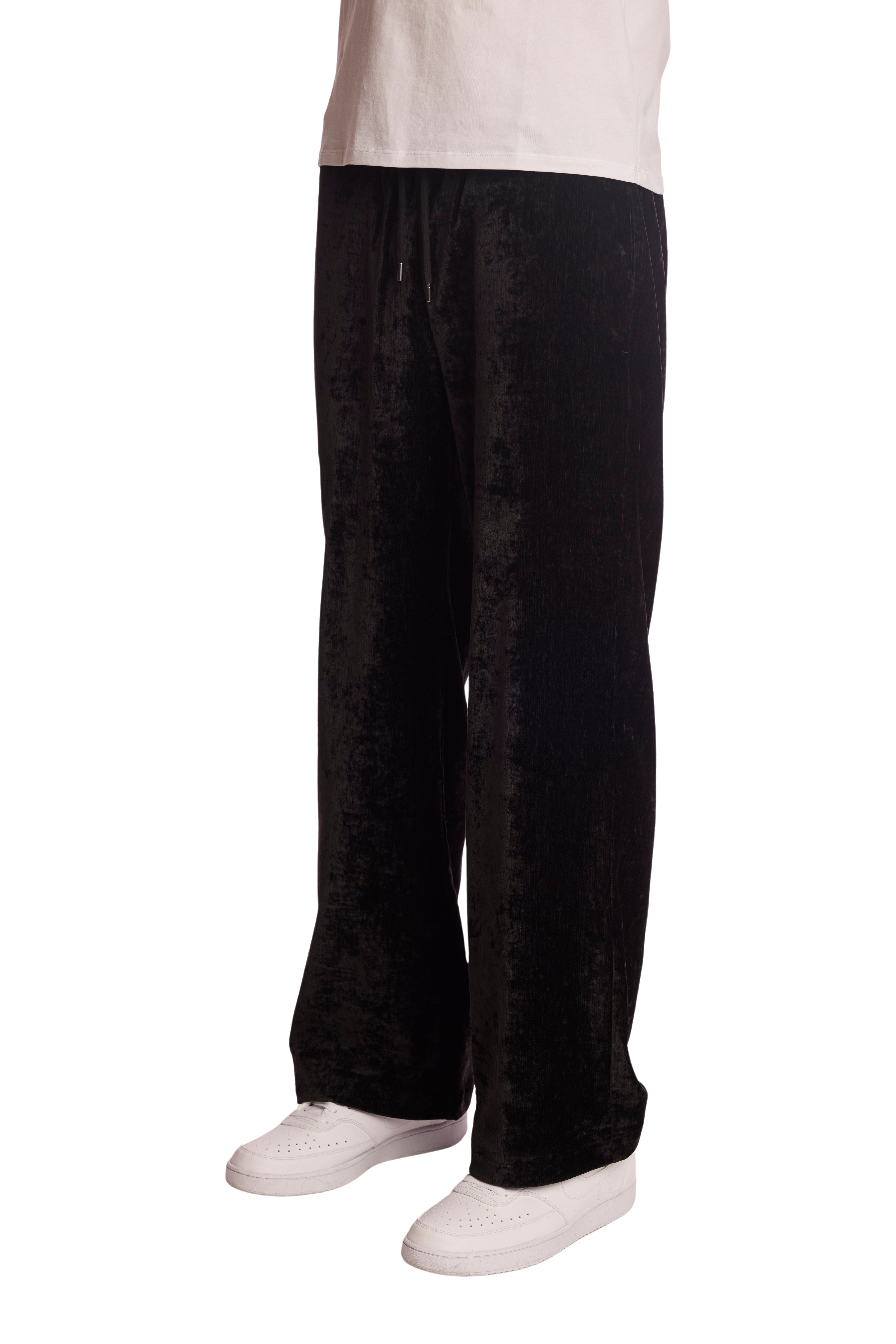 Velvet Wide Leg Sweatpants - Black Velvet