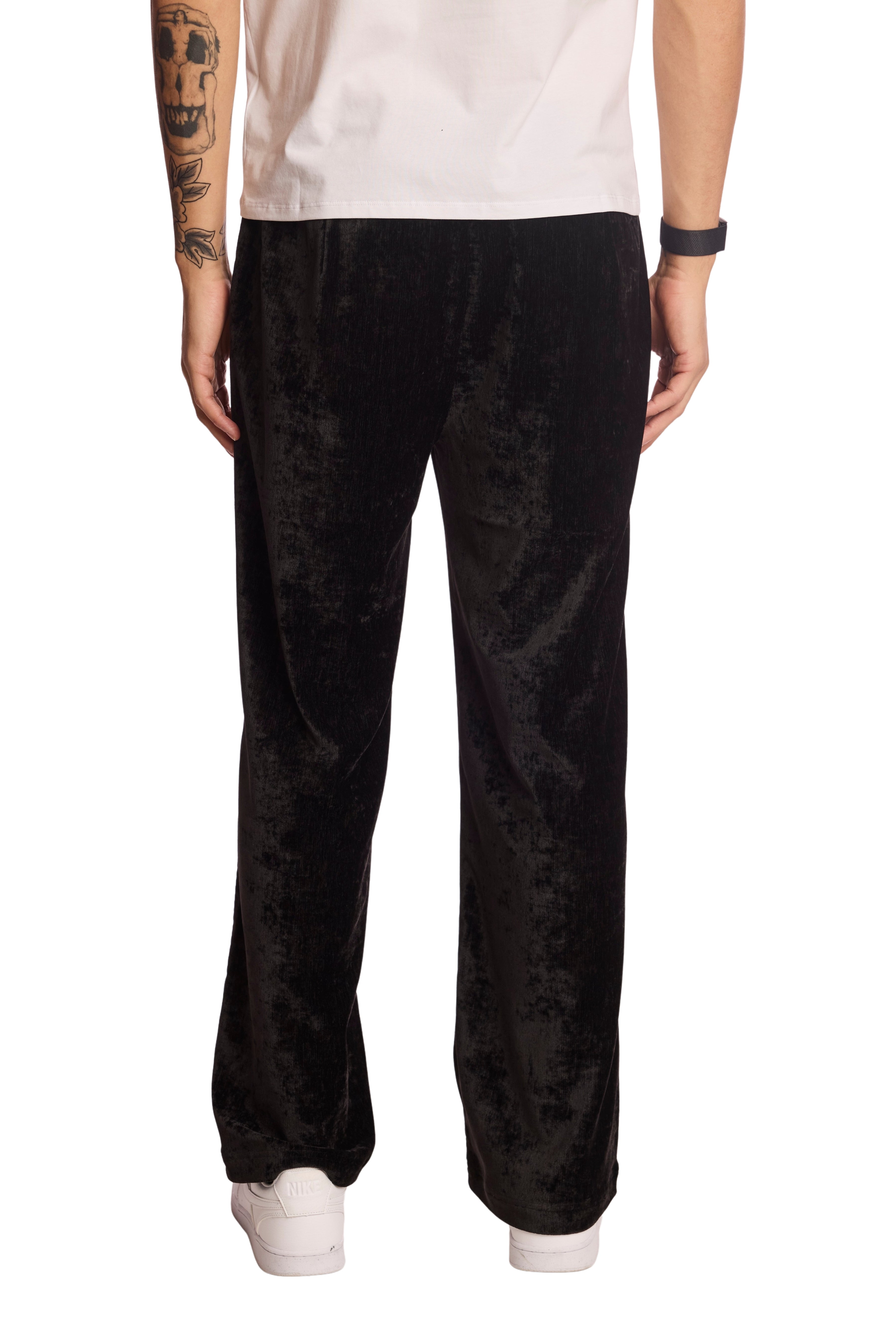 Velvet Wide Leg Sweatpants - Black Velvet