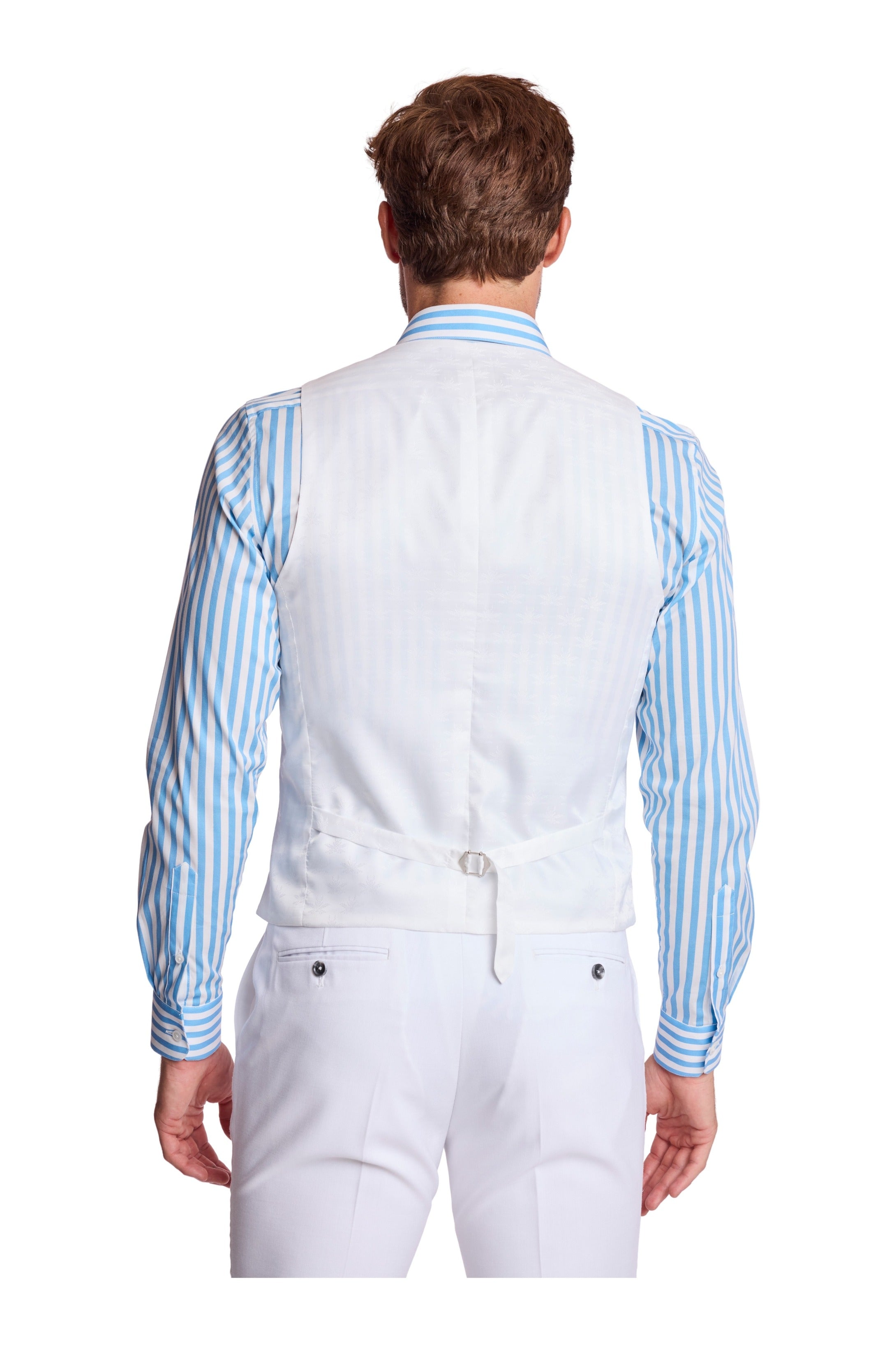 Eaton 5 Button Vest - slim - White Sharkskin