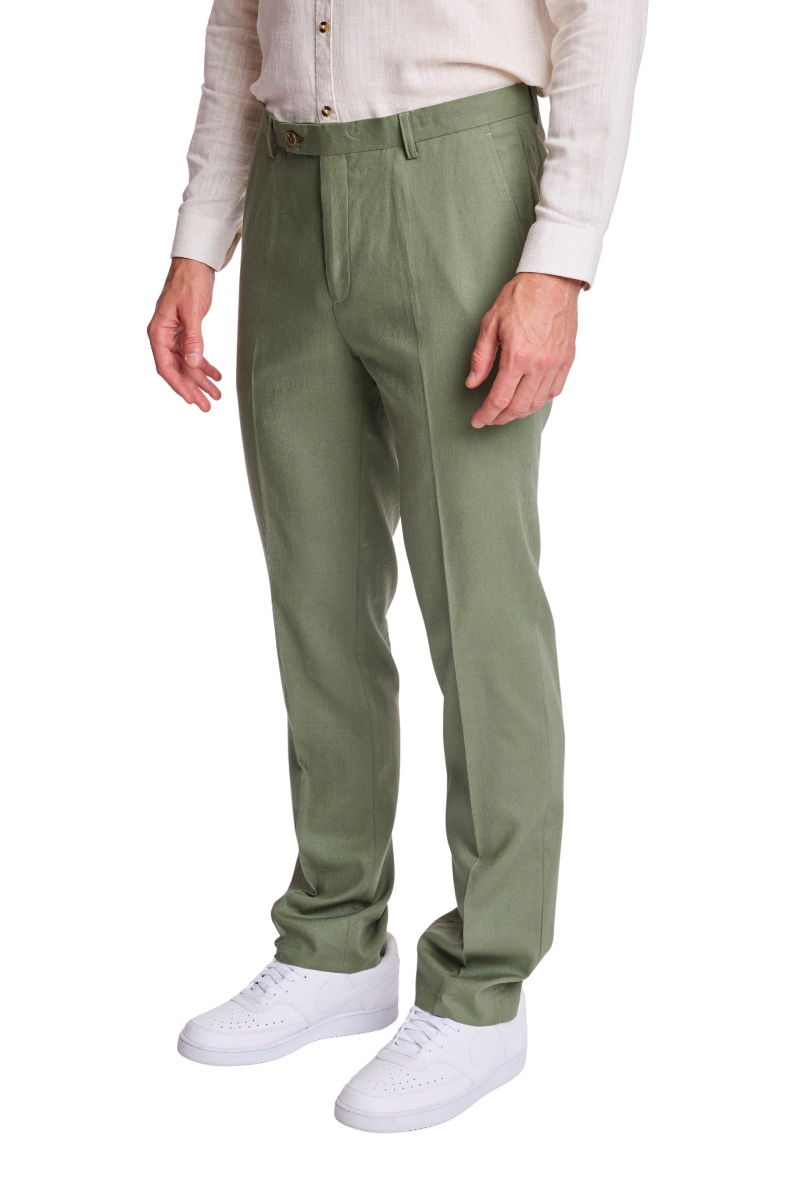 Downing Pants - slim - Olivine Green Linen