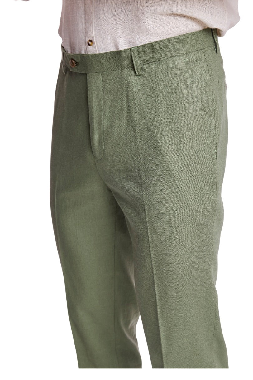 Downing Pants - slim - Olivine Green Linen