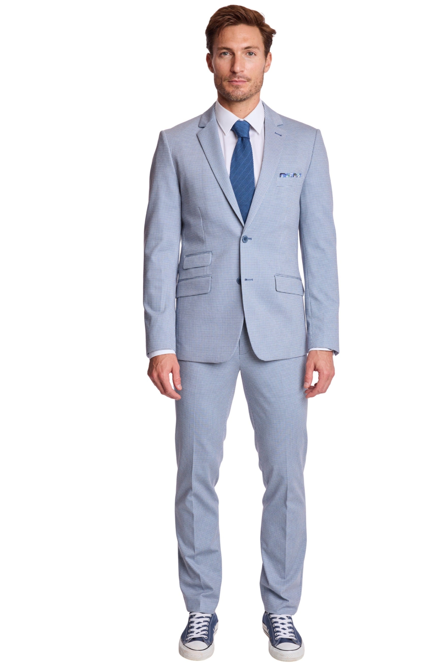 Dover Notch Jacket - slim - Crisp Navy Knit Houndstooth