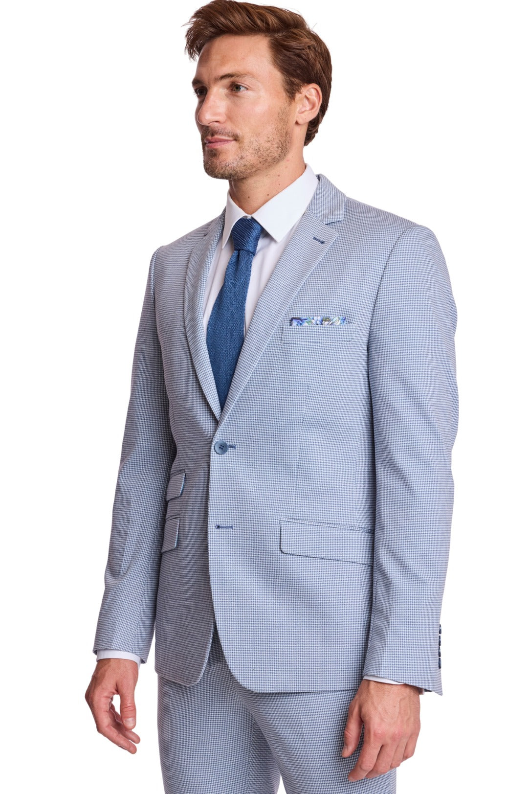 Dover Notch Jacket - slim - Crisp Navy Knit Houndstooth