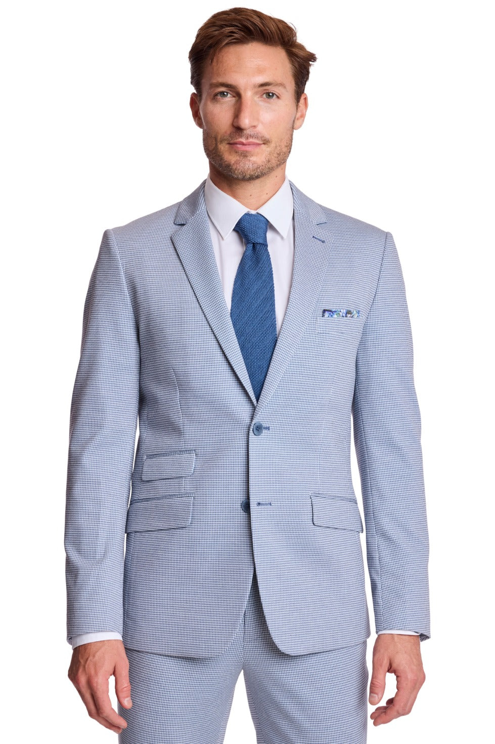 Dover Notch Jacket - slim - Crisp Navy Knit Houndstooth