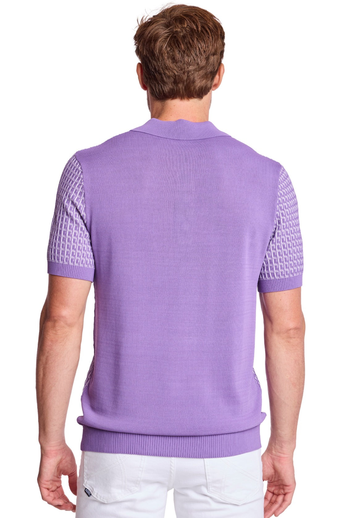 3 Button Polo - Deep Lilac & White