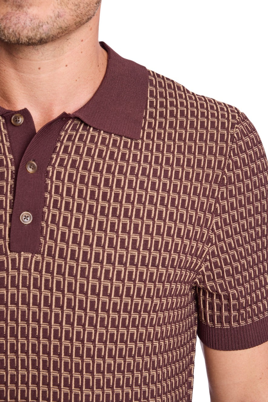 3 Button Polo - Ganache & Tan