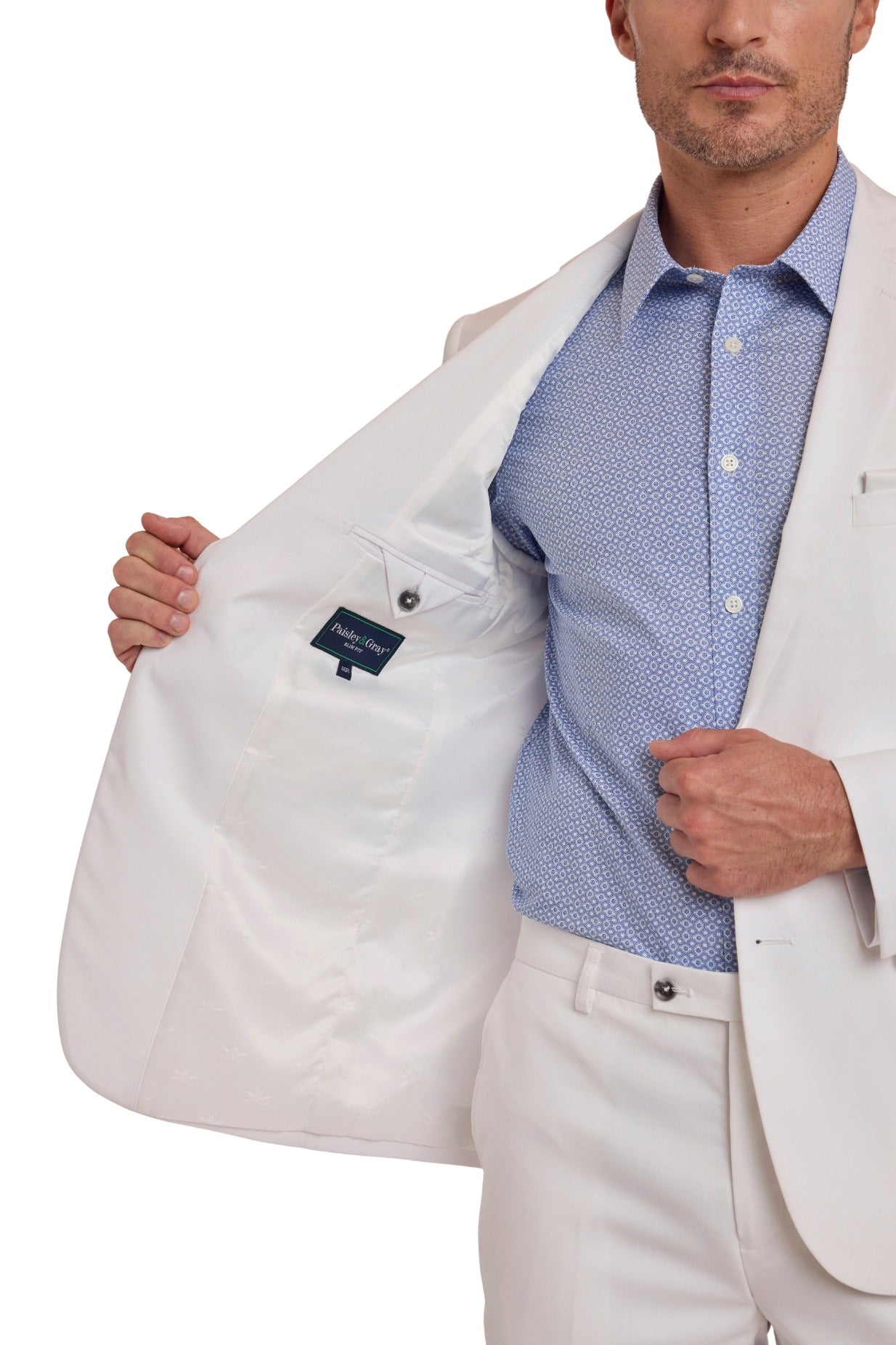 Dover Notch Jacket - slim - White Sharkskin