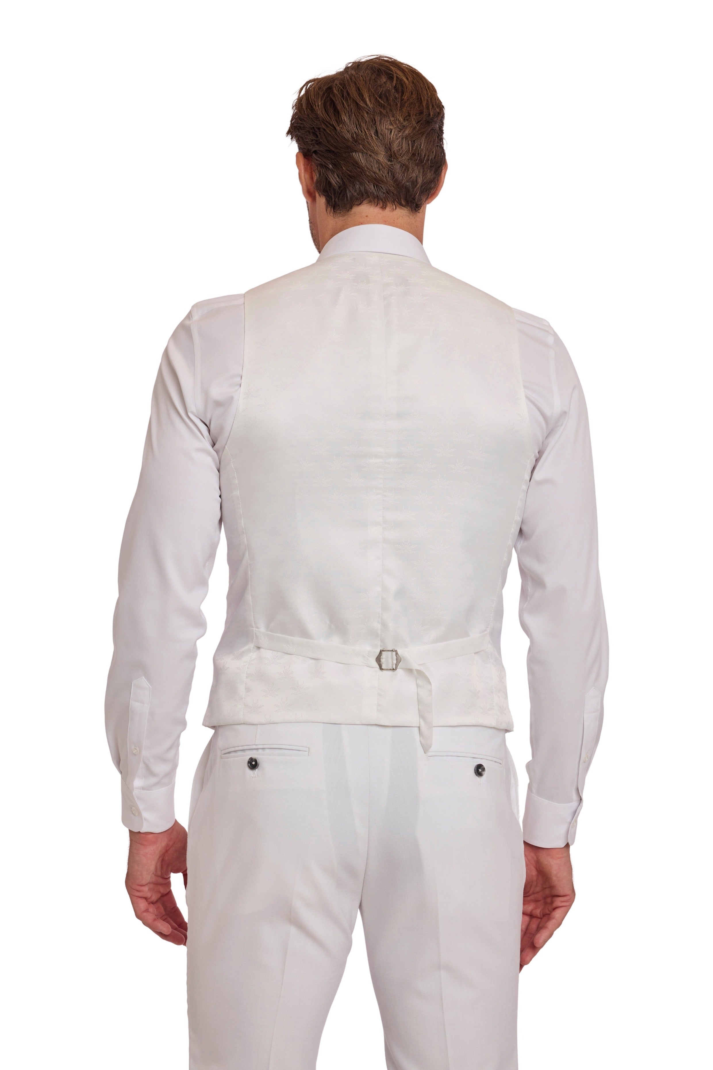 Eaton 5 Button Vest - slim - White Sharkskin