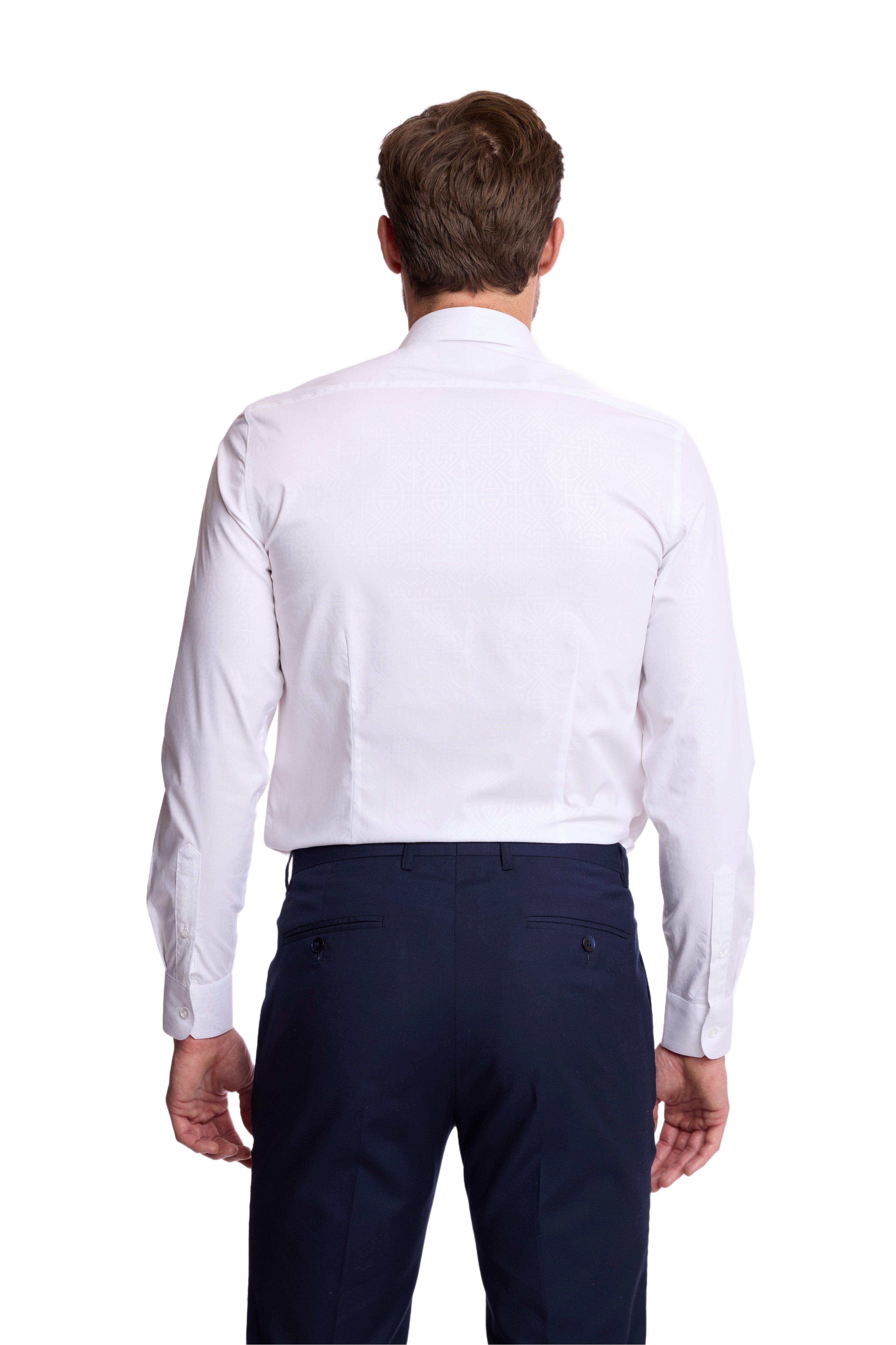 Peter Pointed Collar Shirt - White on White