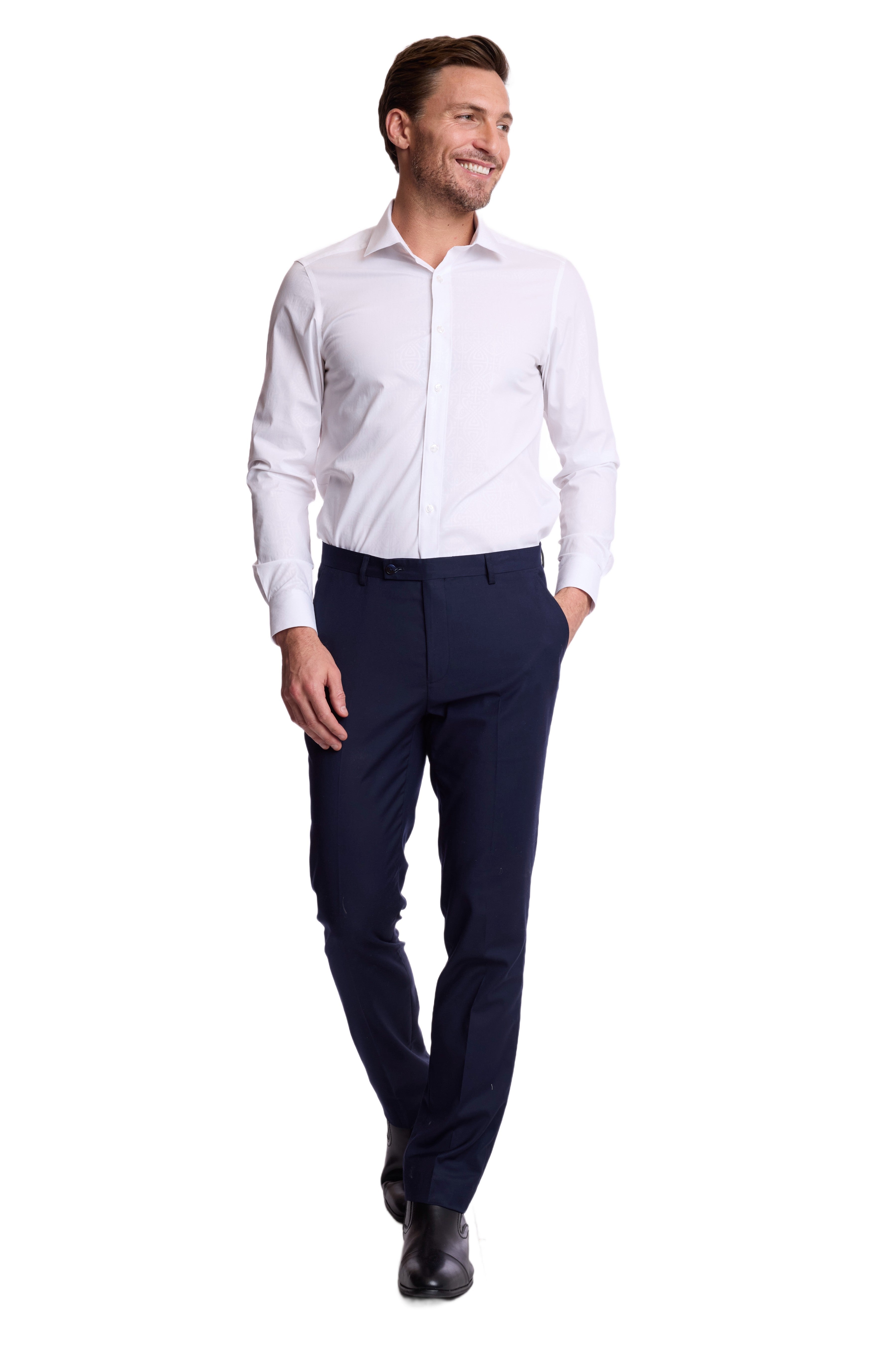 Peter Pointed Collar Shirt - White on White