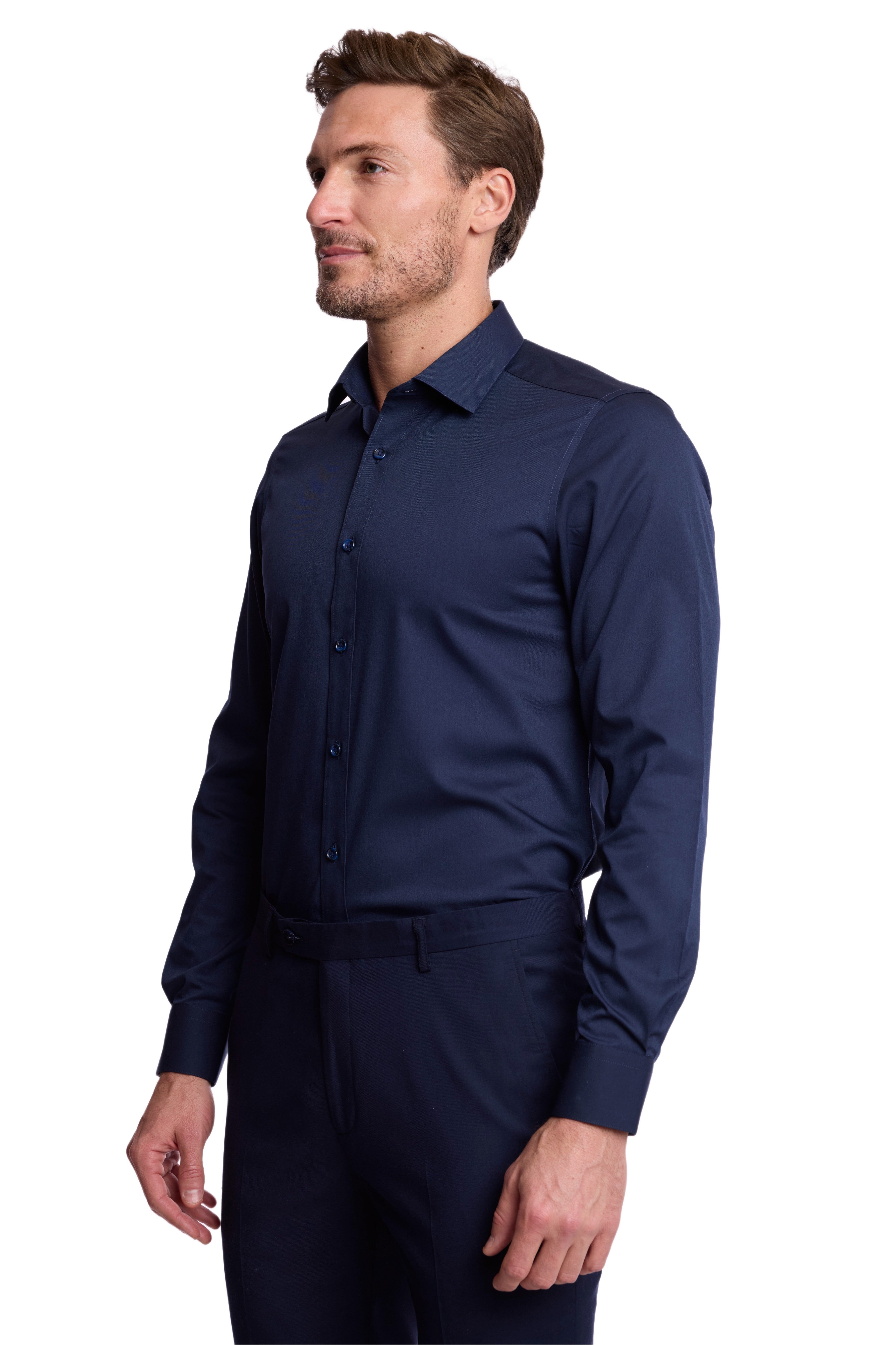 Peter Pointed Collar Shirt - Dark Navy
