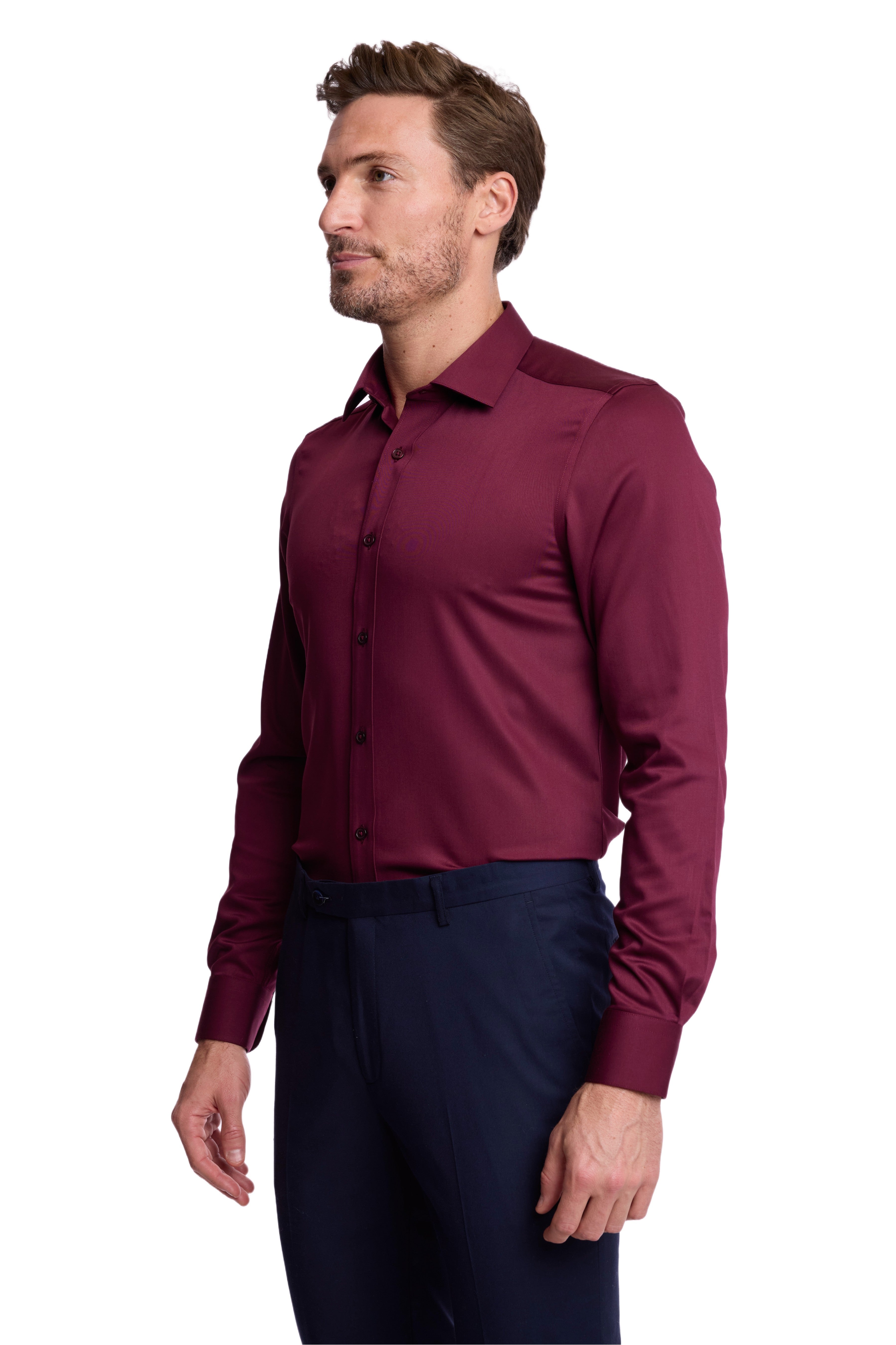 Peter Pointed Collar Shirt - Burgundy Wine