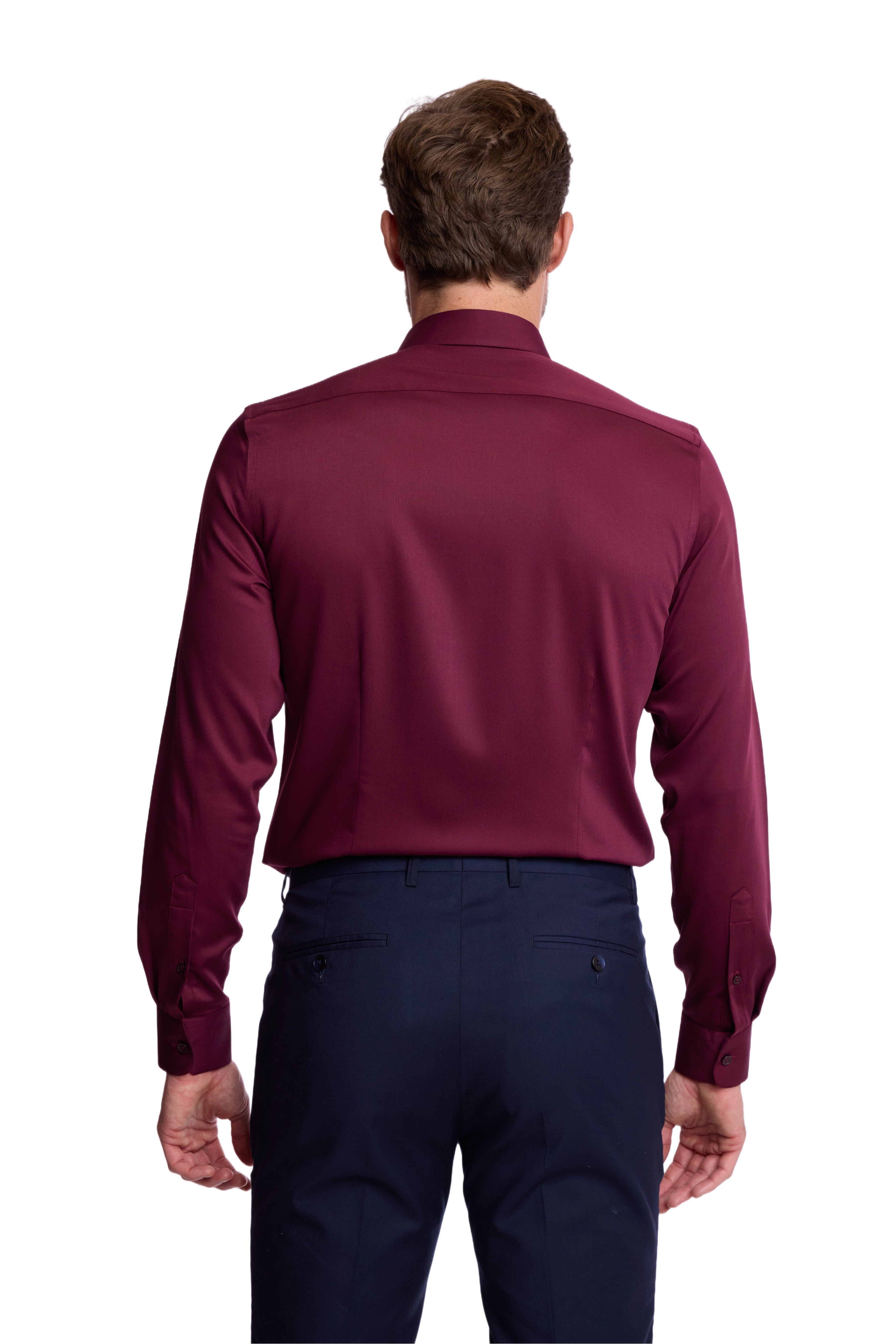 Peter Pointed Collar Shirt - Burgundy Wine