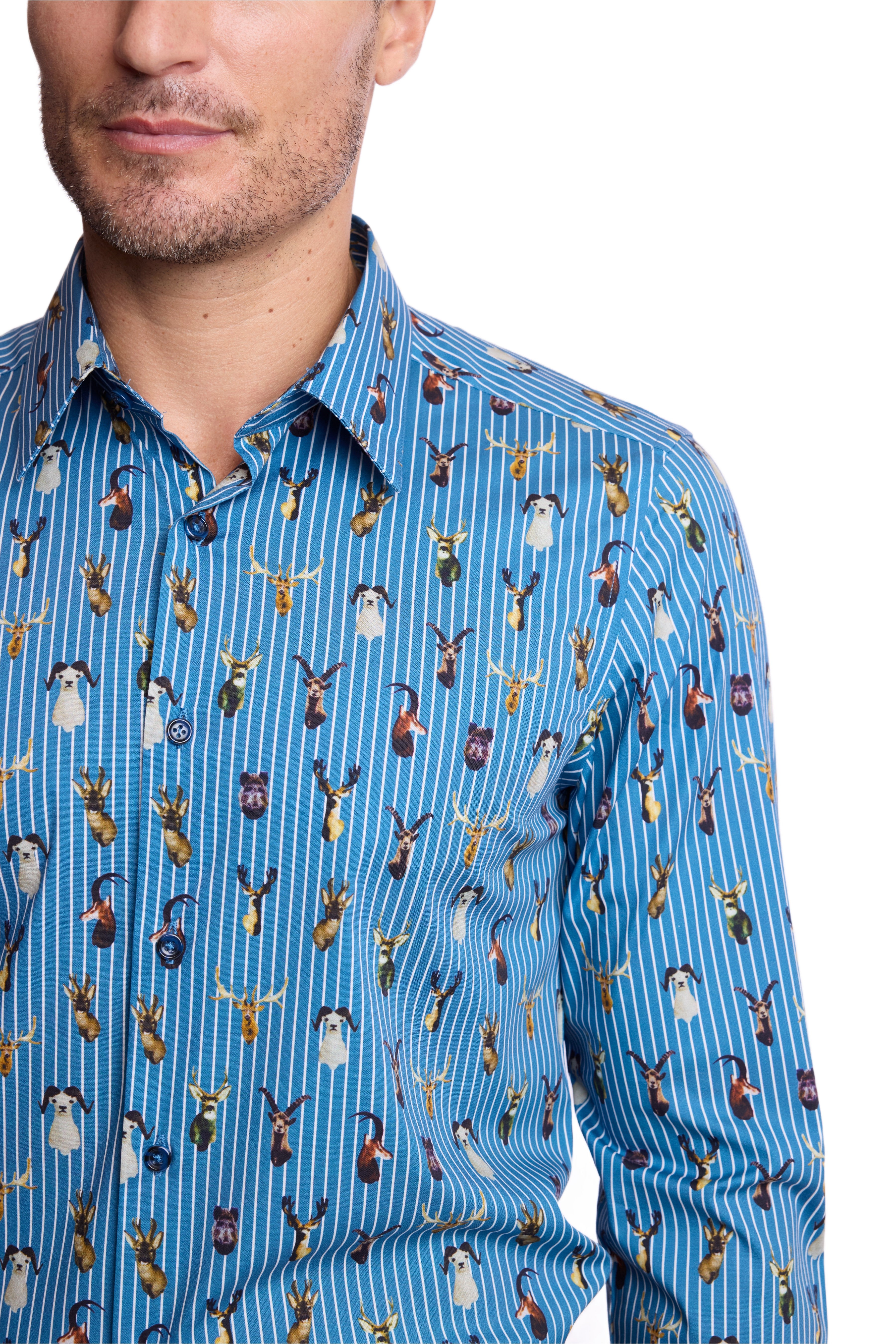 Parker Pointed Collar Shirt - Stripes and Trophies