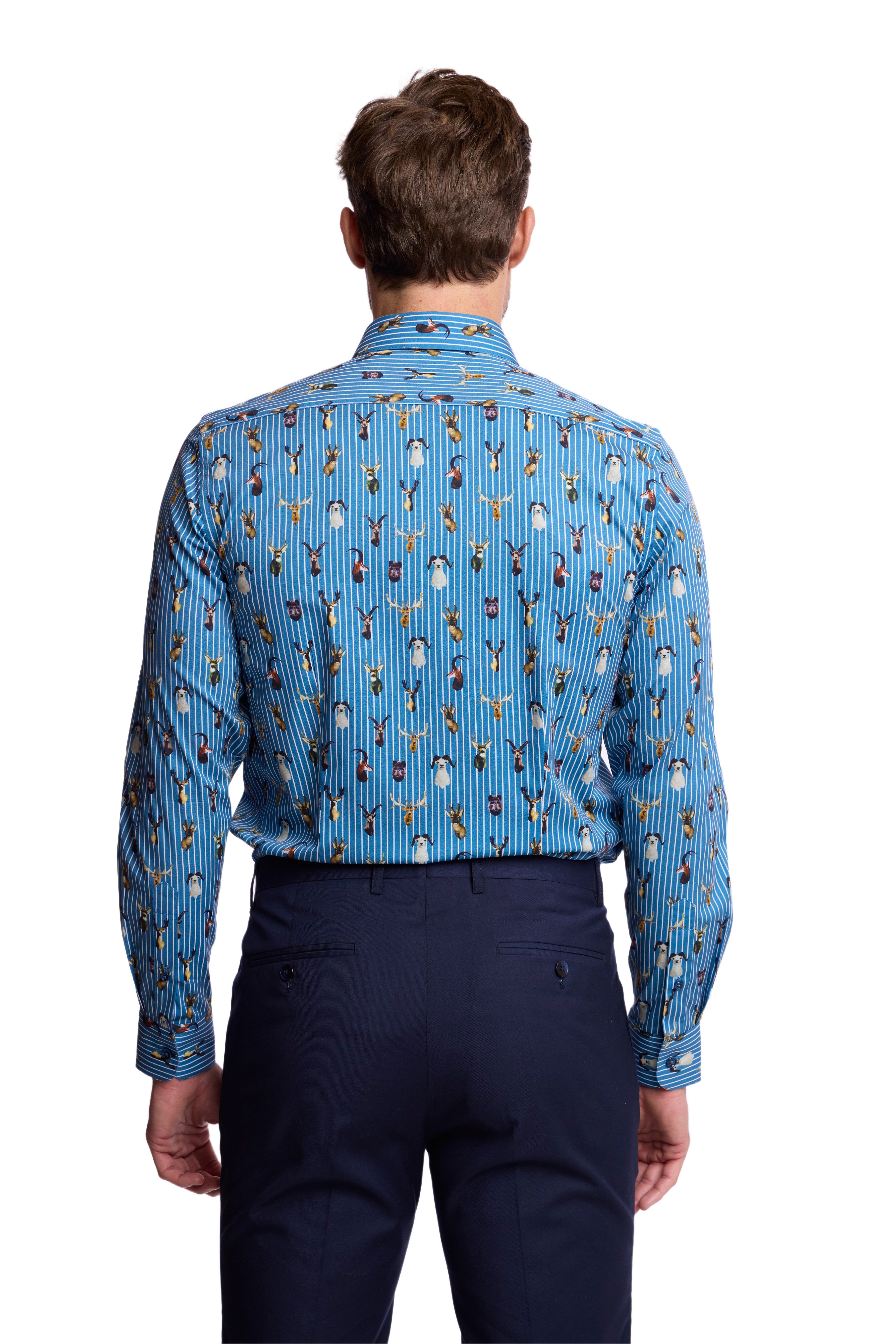 Parker Pointed Collar Shirt - Stripes and Trophies