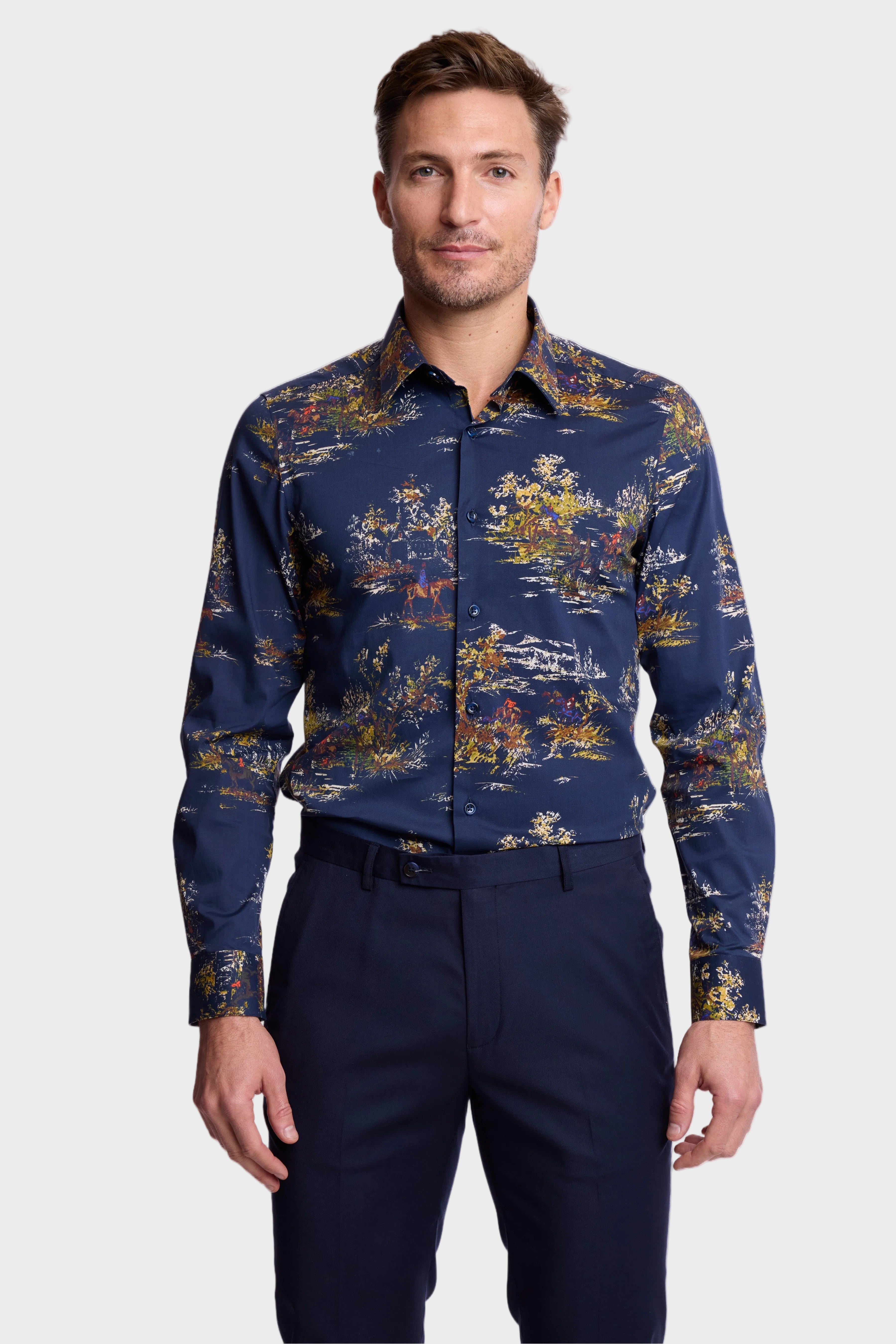 Parker Pointed Collar Shirt - The Hunt Navy Brown