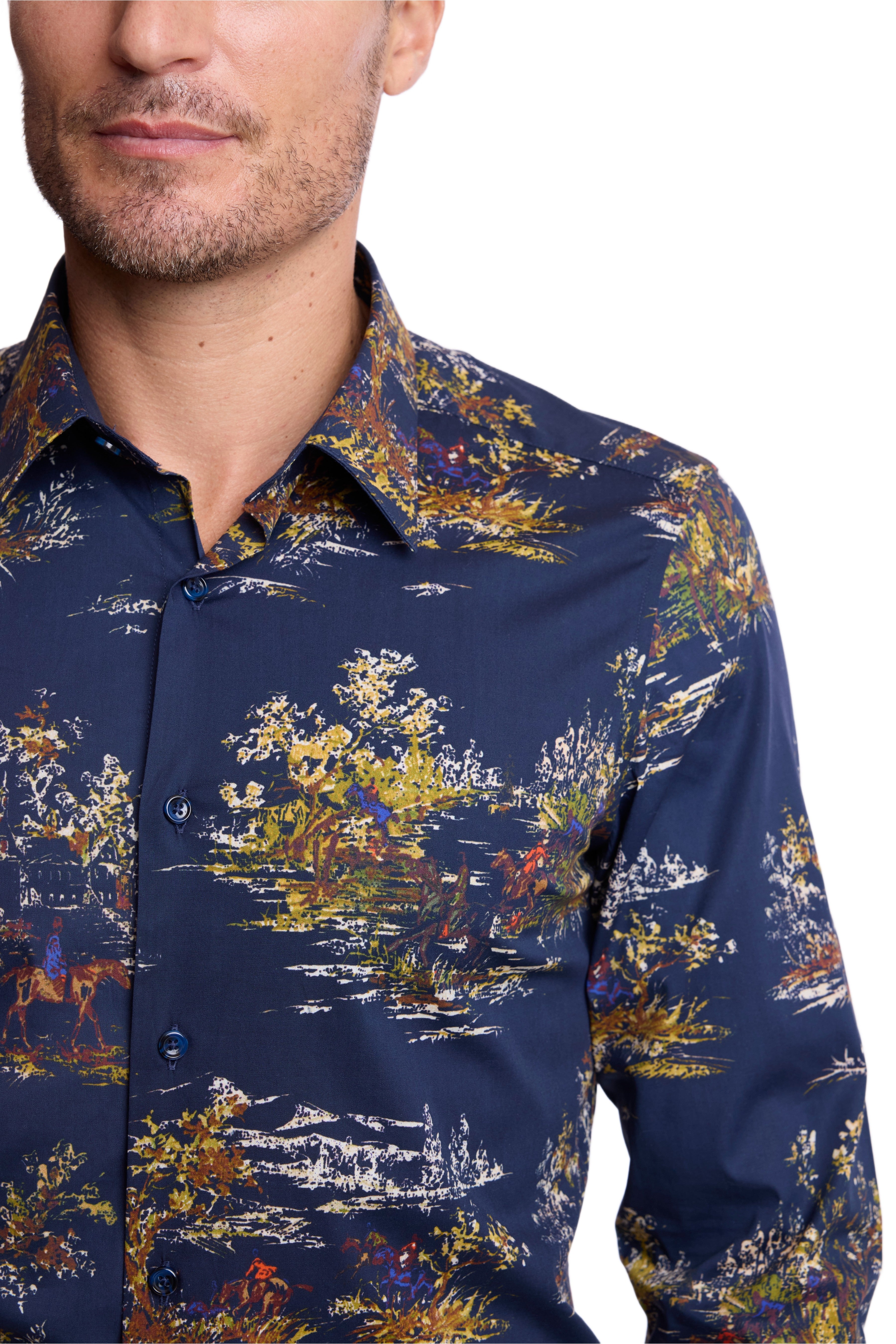 Parker Pointed Collar Shirt - The Hunt Navy Brown