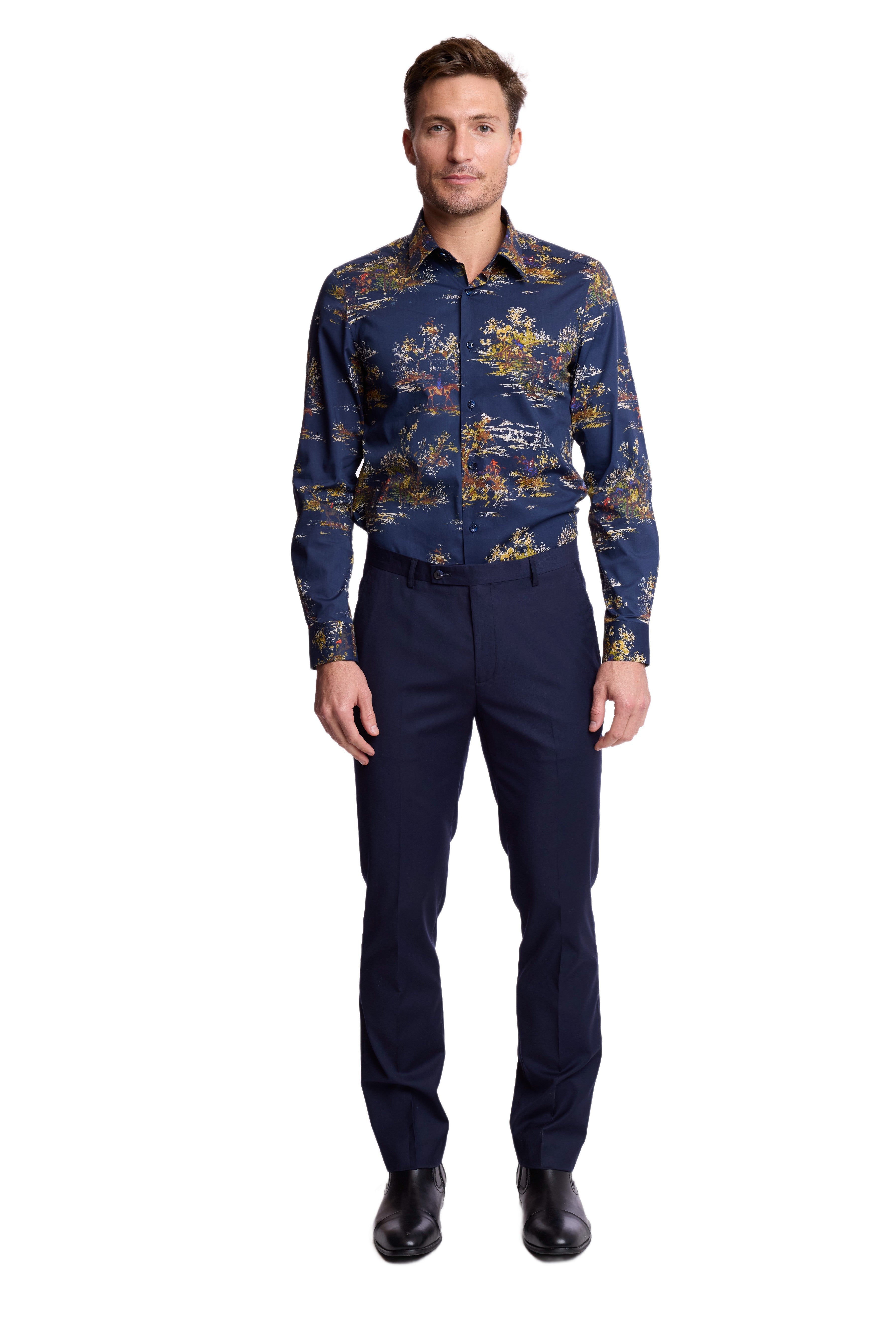 Parker Pointed Collar Shirt - The Hunt Navy Brown