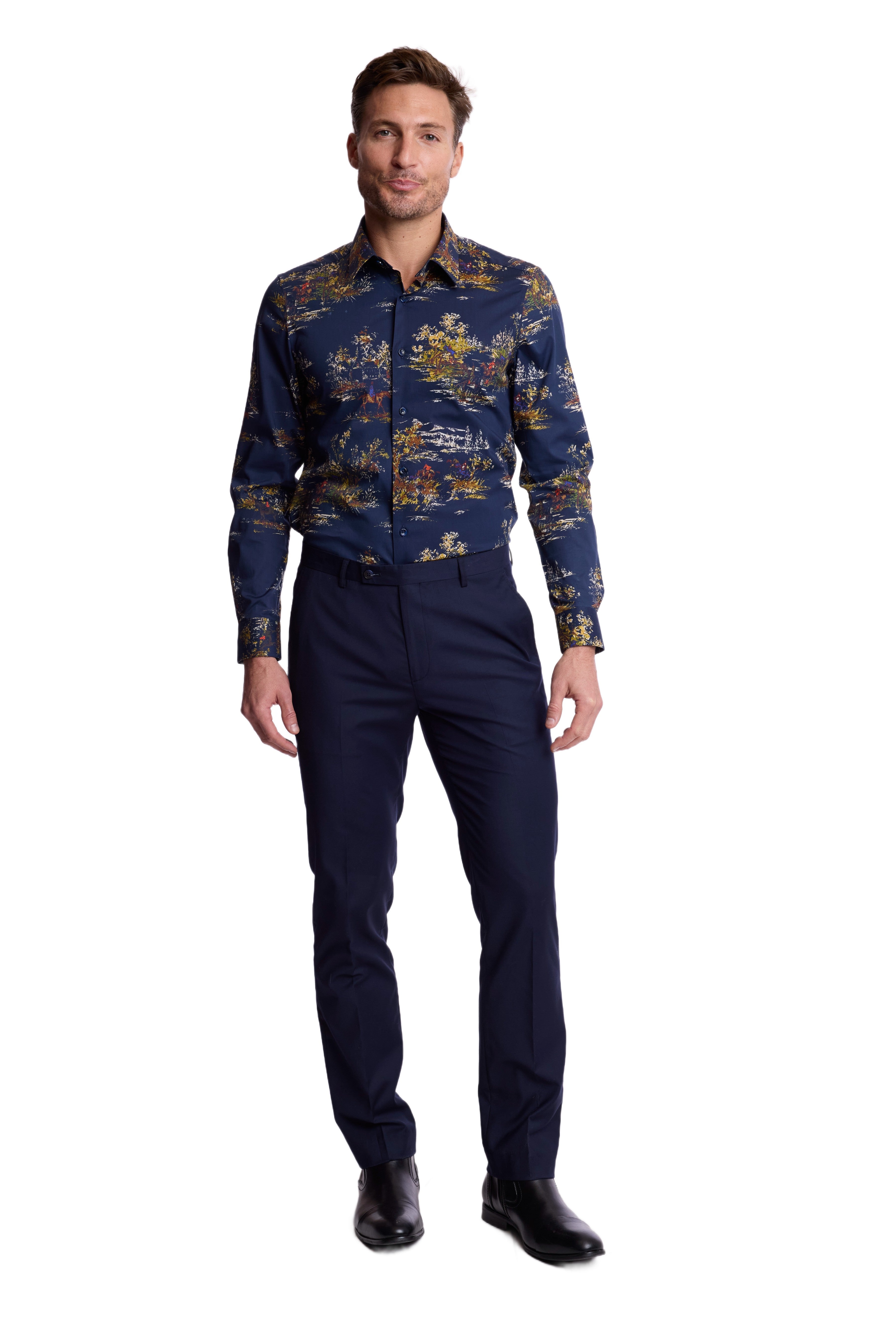 Parker Pointed Collar Shirt - The Hunt Navy Brown