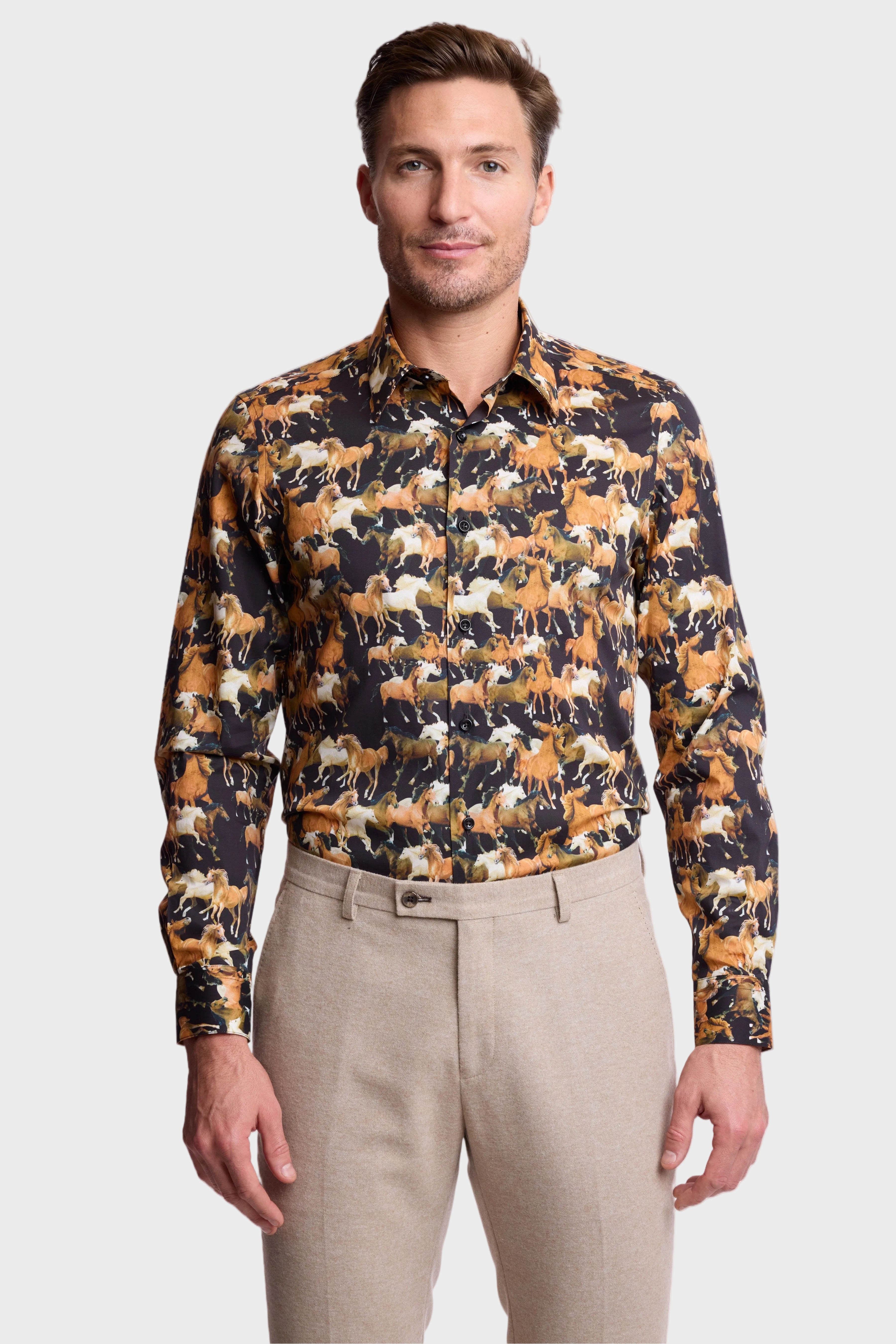Parker Pointed Collar Shirt - Wild Horses