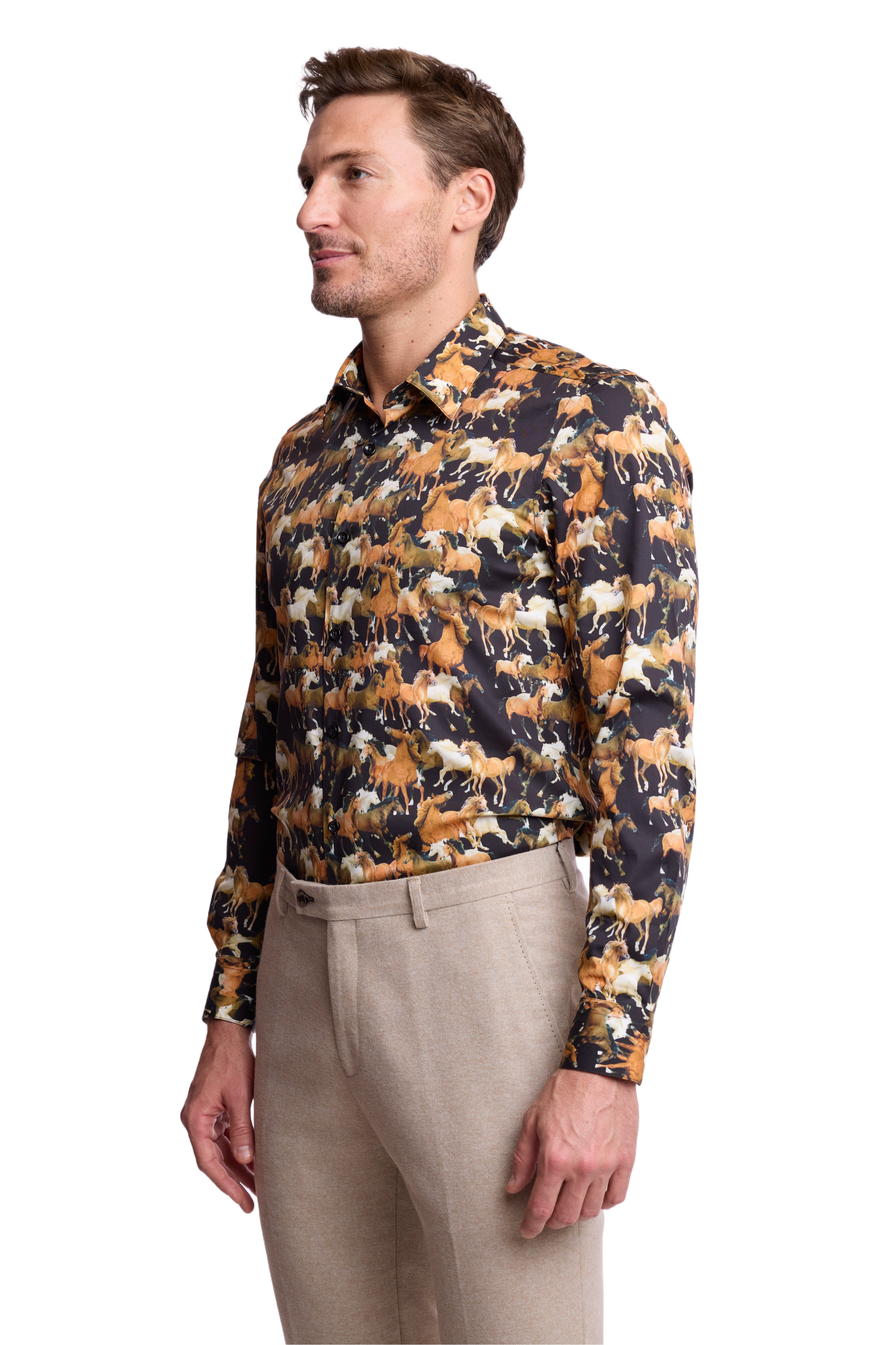 Parker Pointed Collar Shirt - Wild Horses