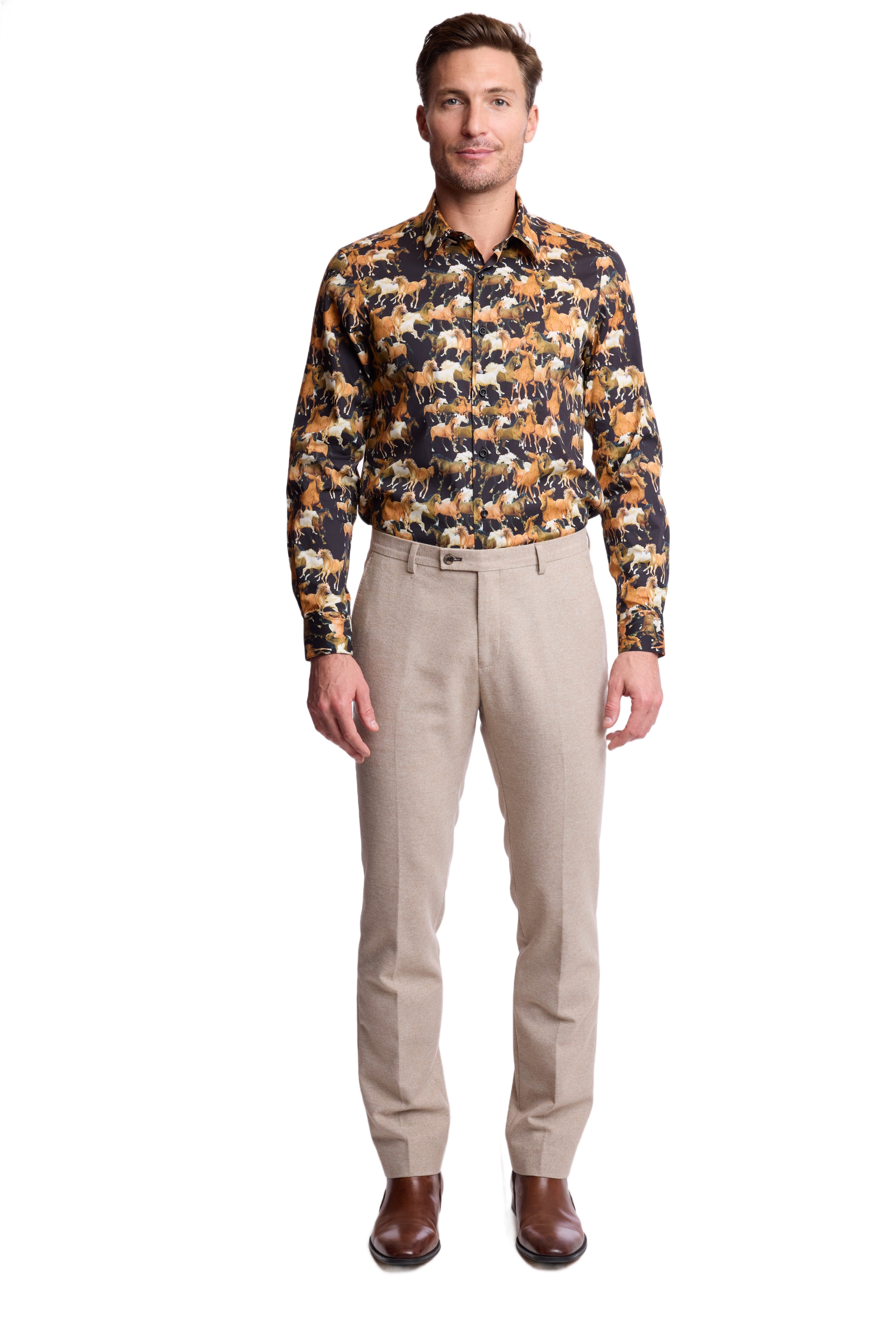 Parker Pointed Collar Shirt - Wild Horses