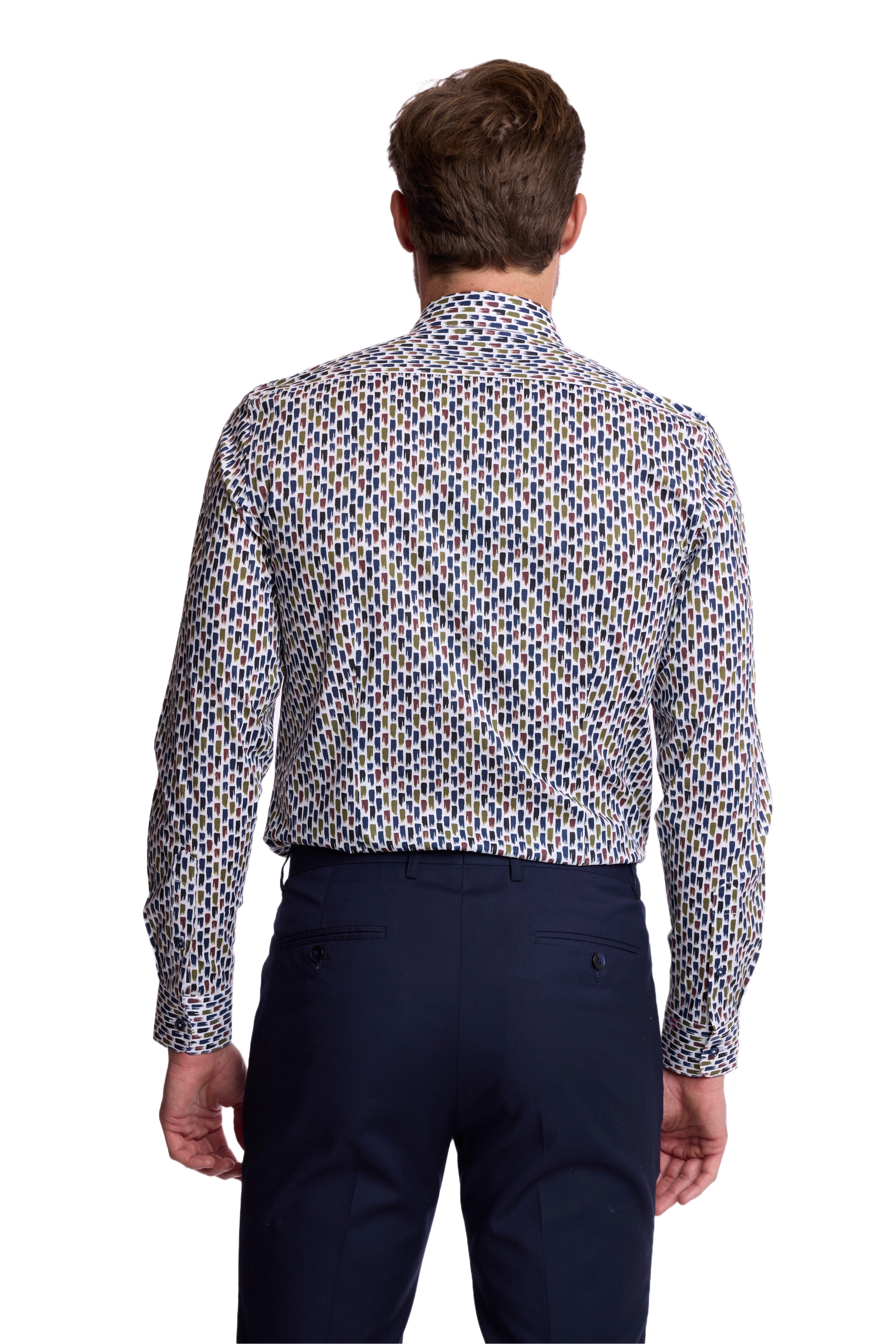 Peter Pointed Collar Shirt - Multi Paint Strokes