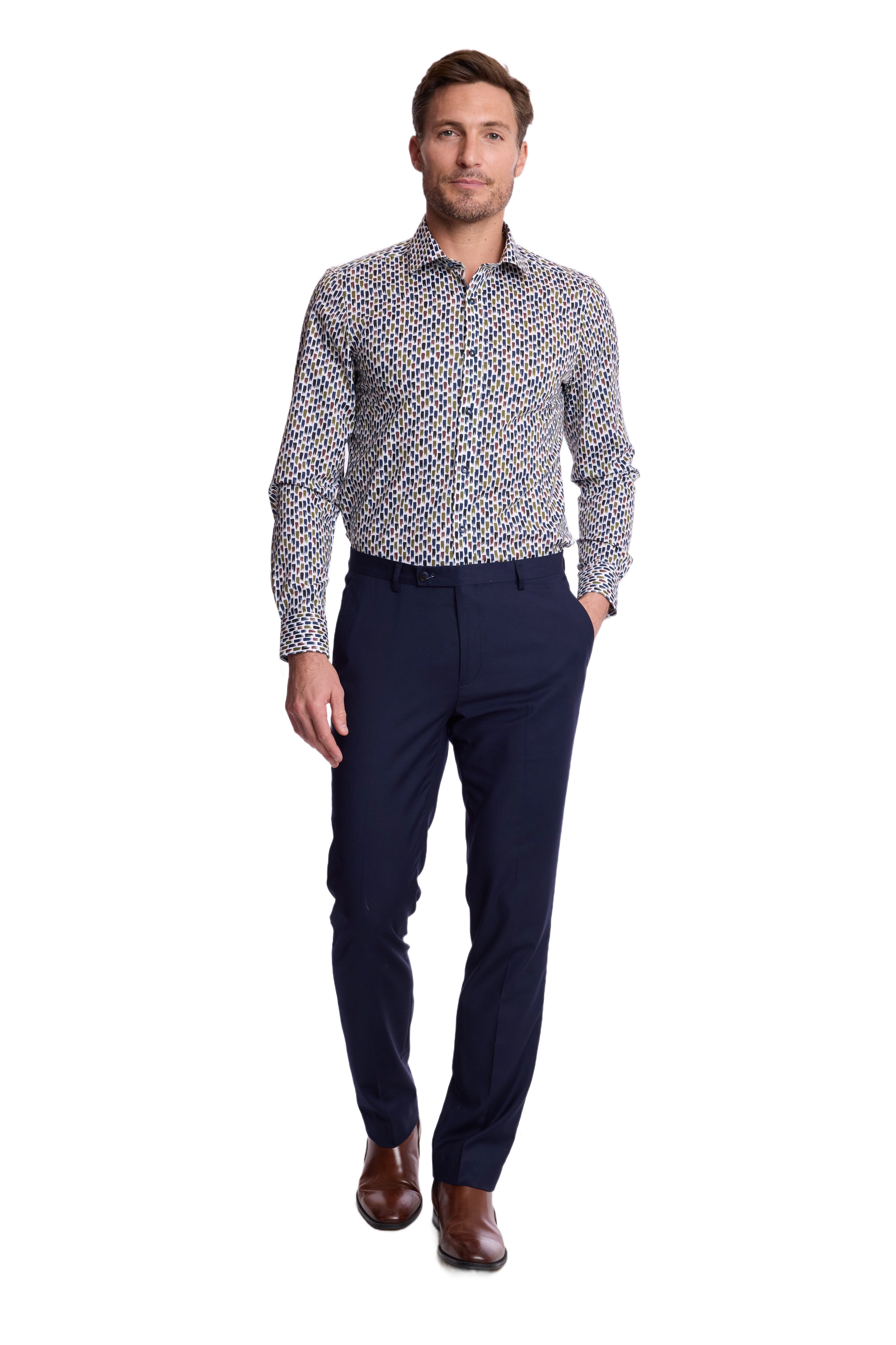Peter Pointed Collar Shirt - Multi Paint Strokes