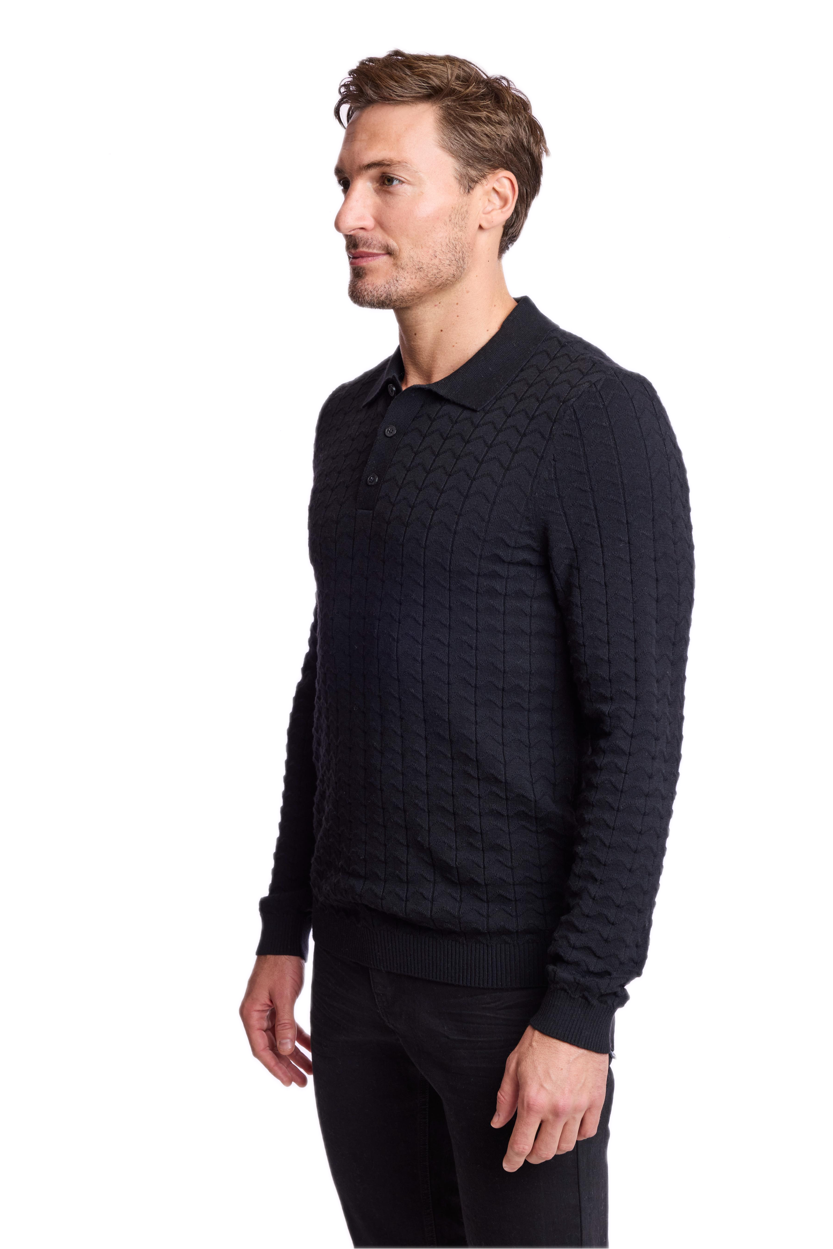 3 Button Polo - Black Nightfall