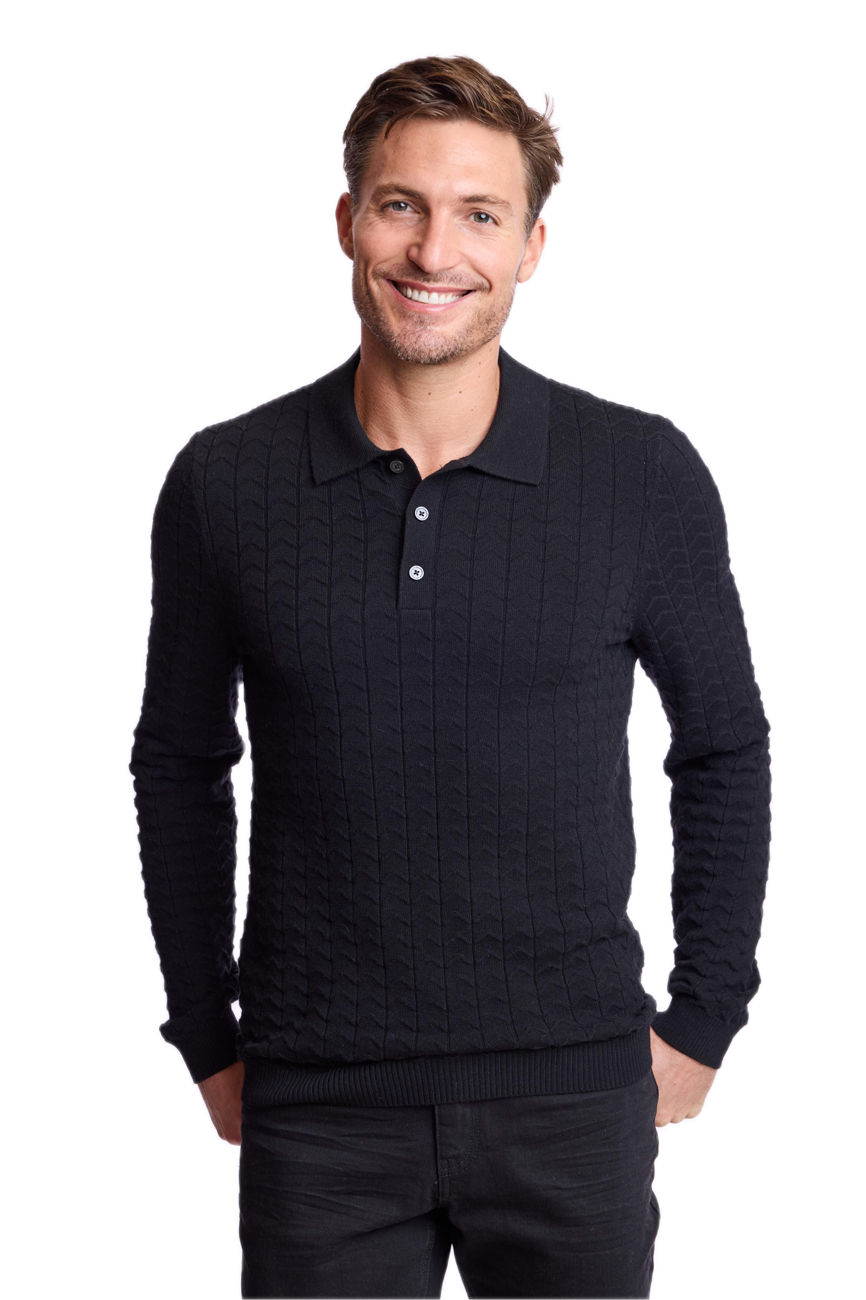 3 Button Polo - Black Nightfall