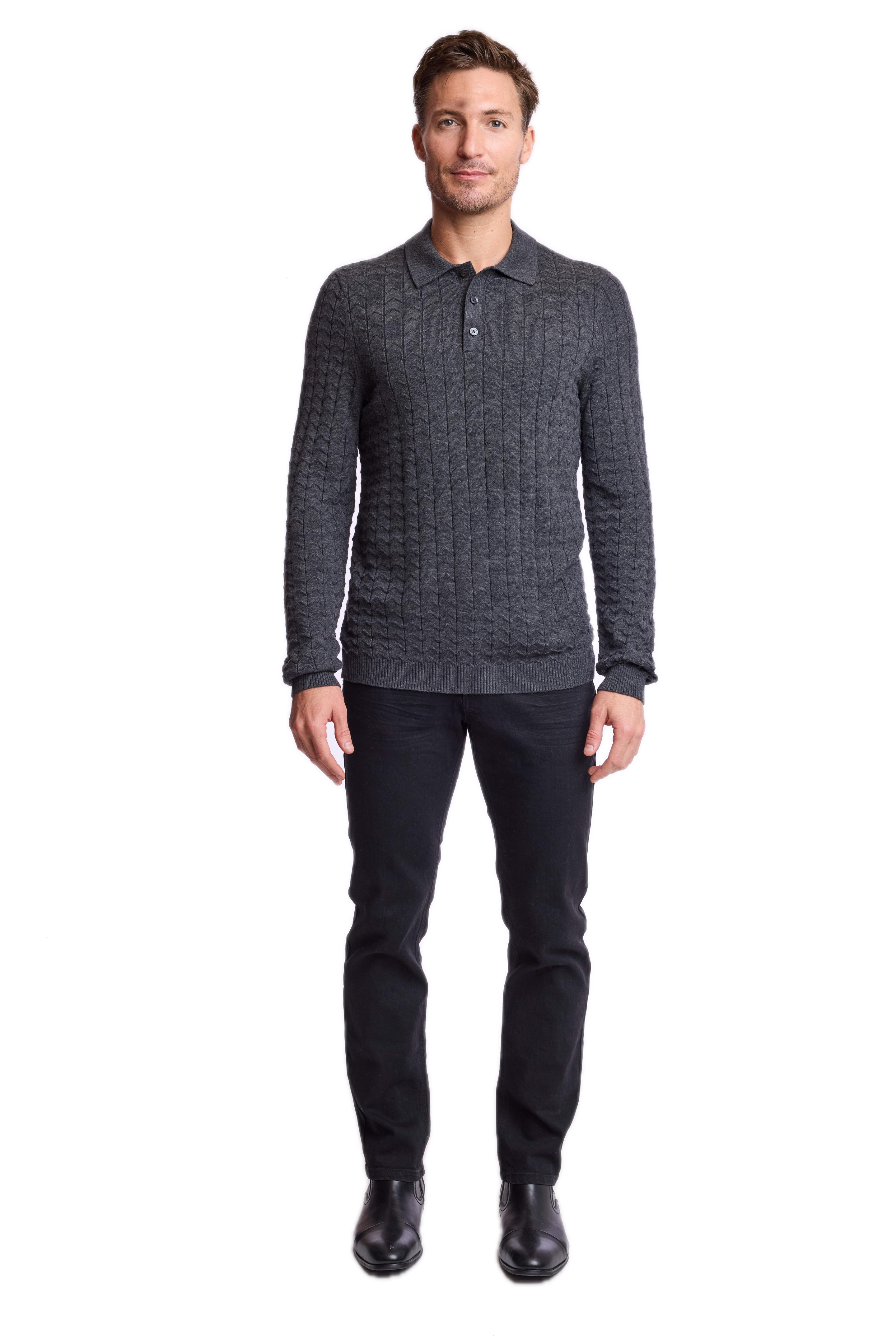 3 Button Polo - Charcoal