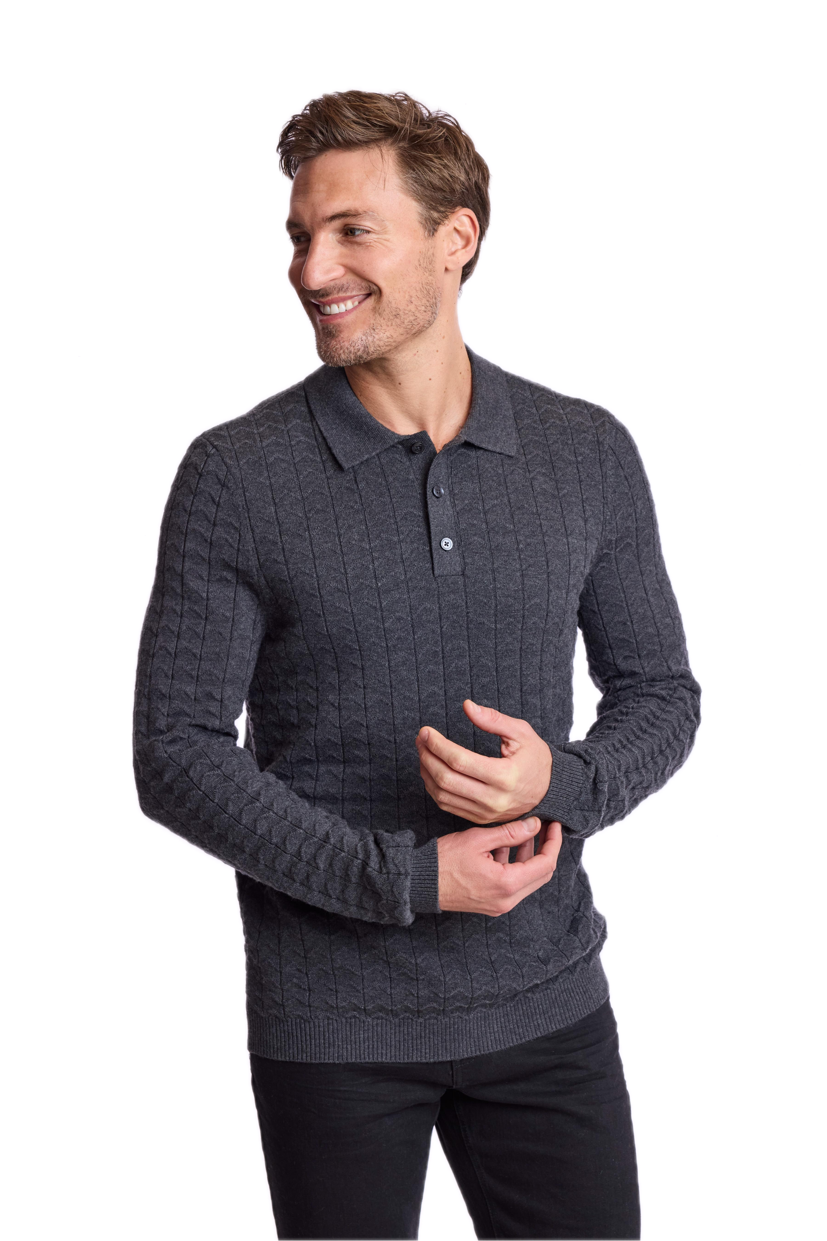 3 Button Polo - Charcoal