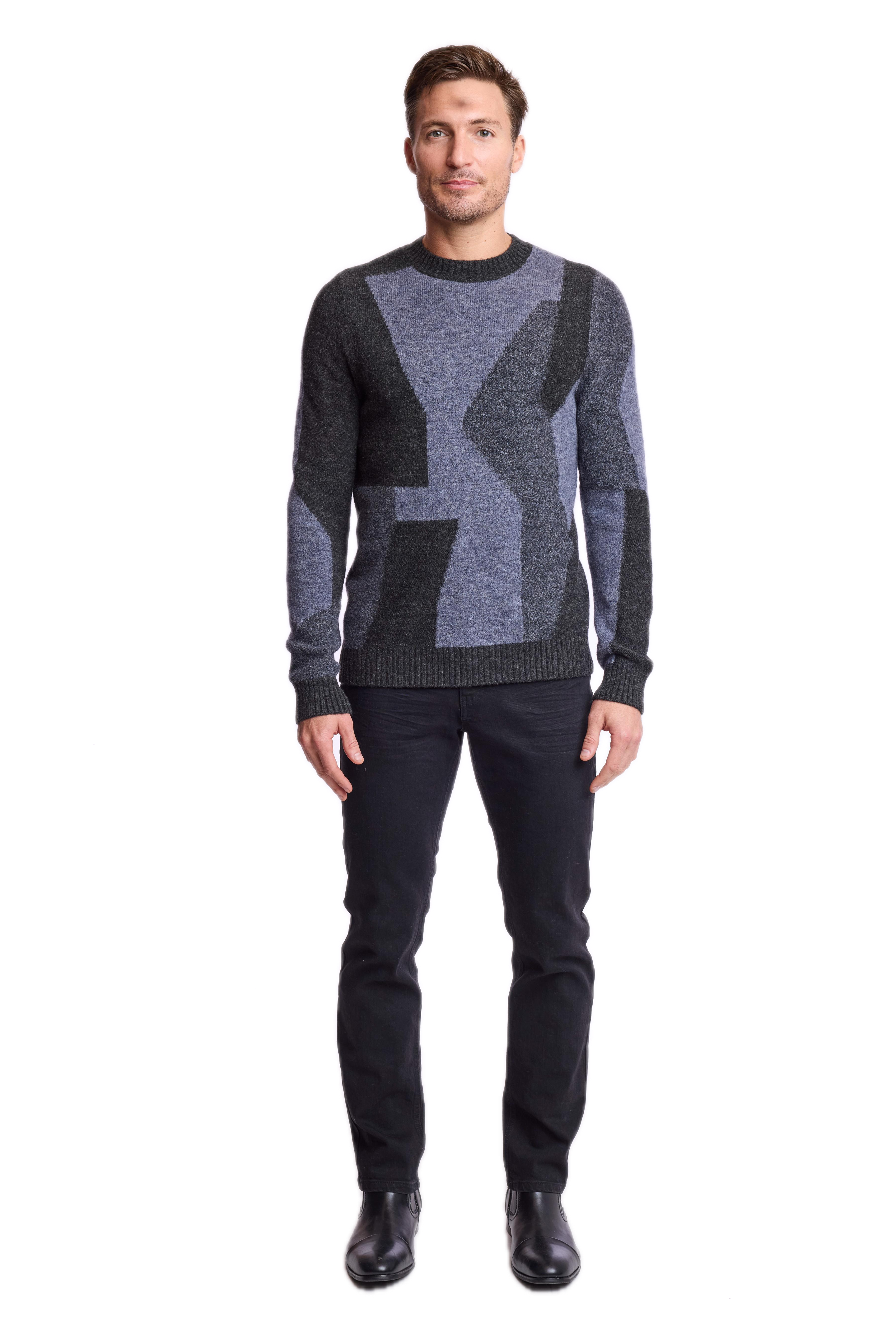 Crewneck Sweater - Charcoal & Blue Grey