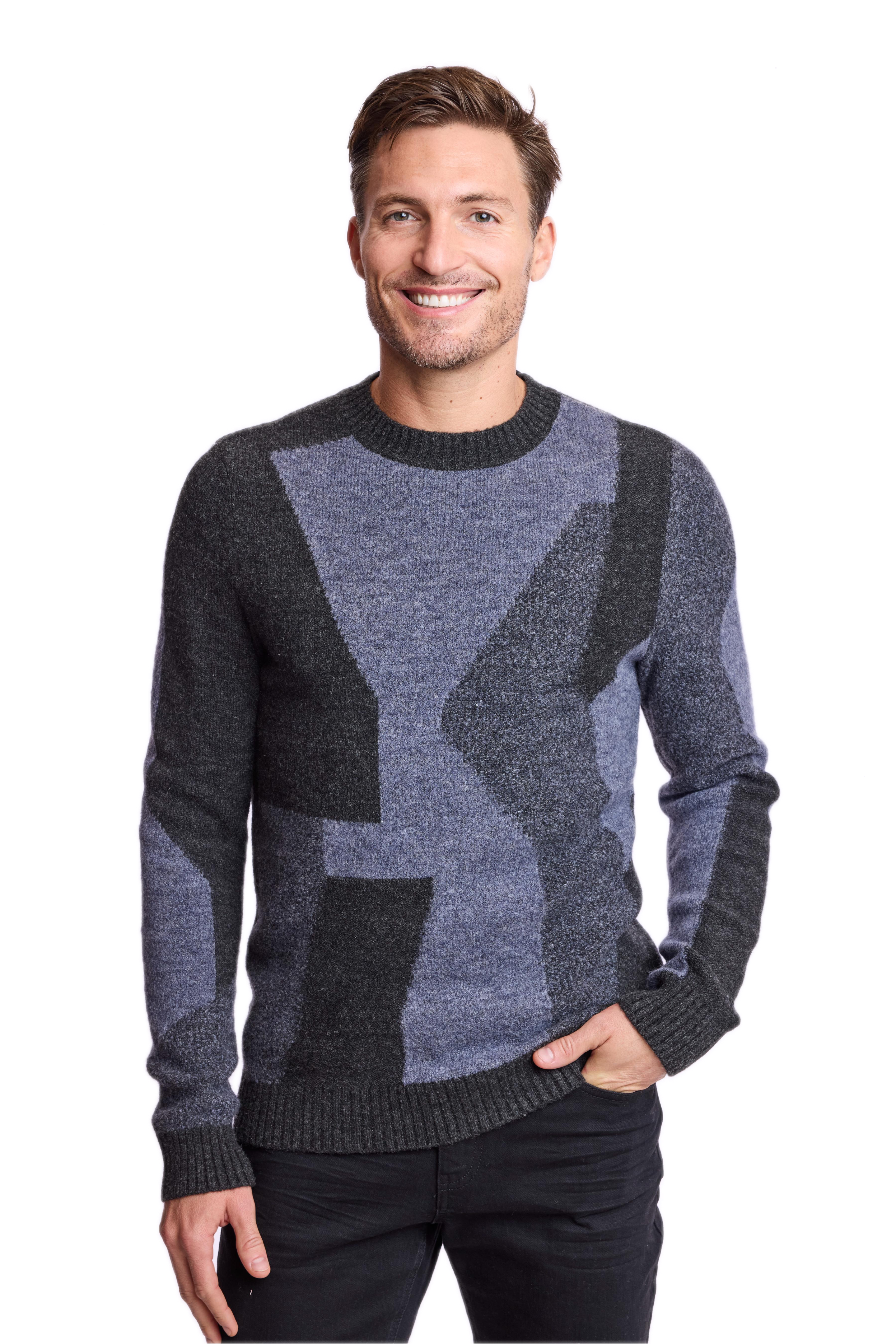 Crewneck Sweater - Charcoal & Blue Grey