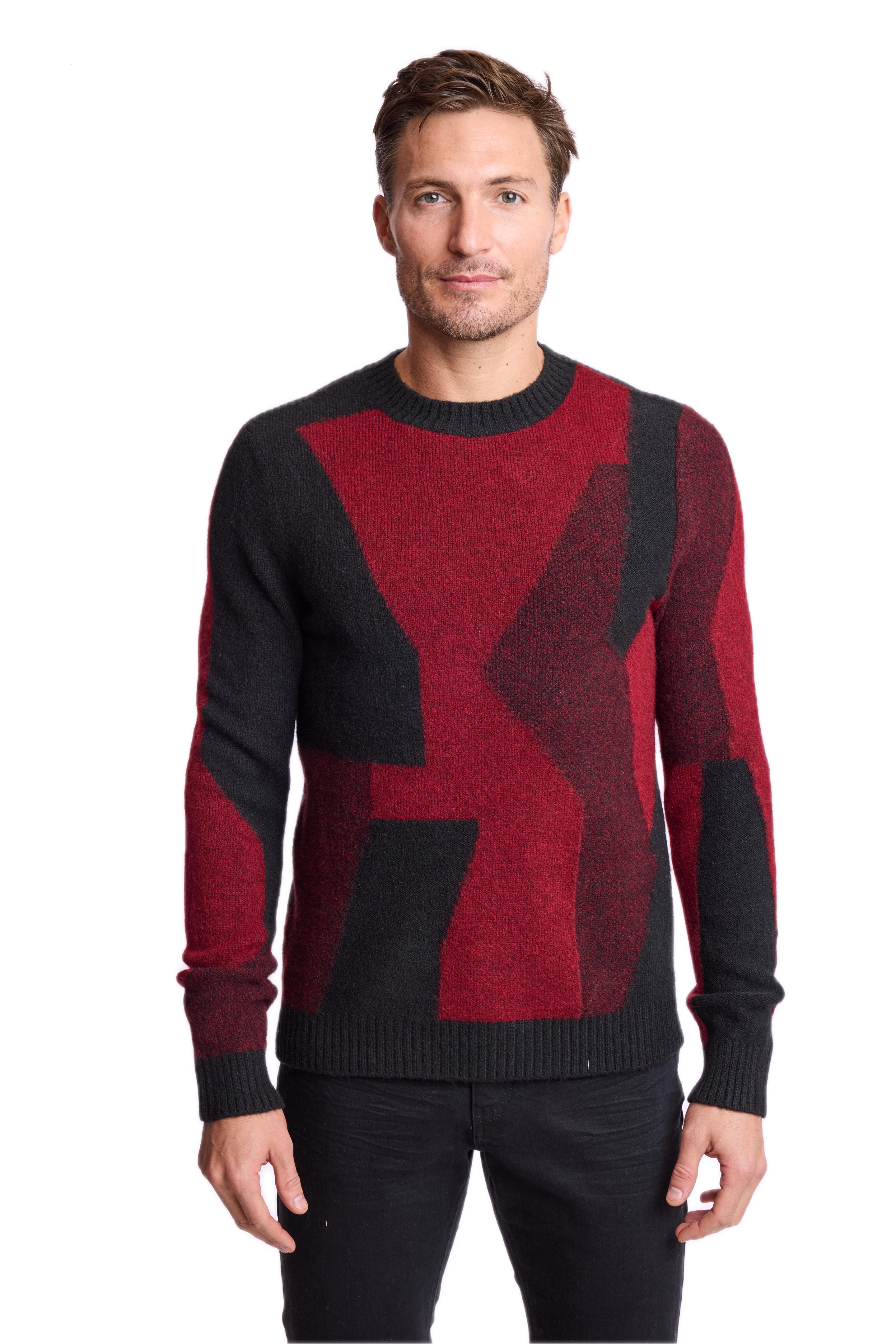 Crewneck Sweater - Black & Burgundy