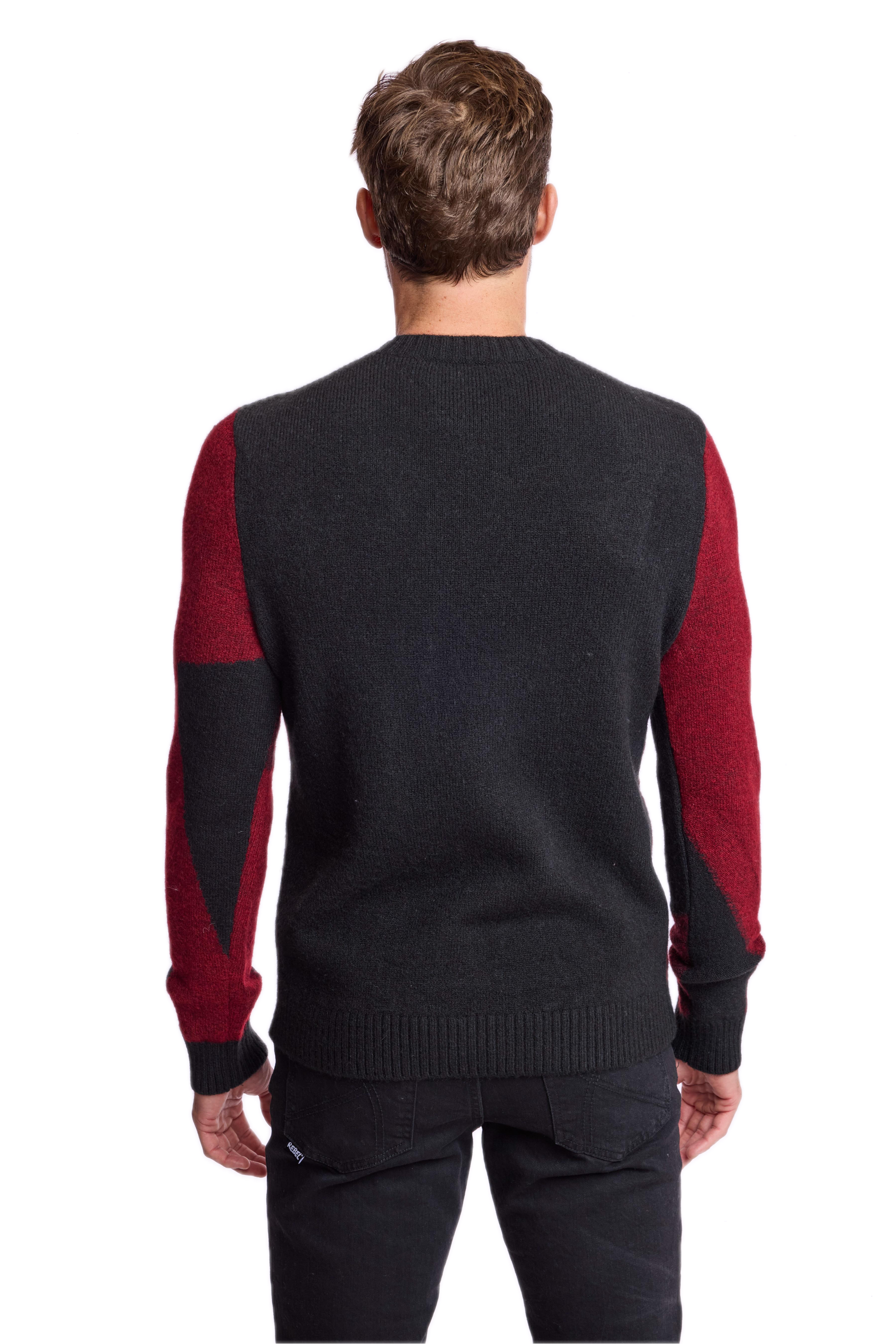 Crewneck Sweater - Black & Burgundy