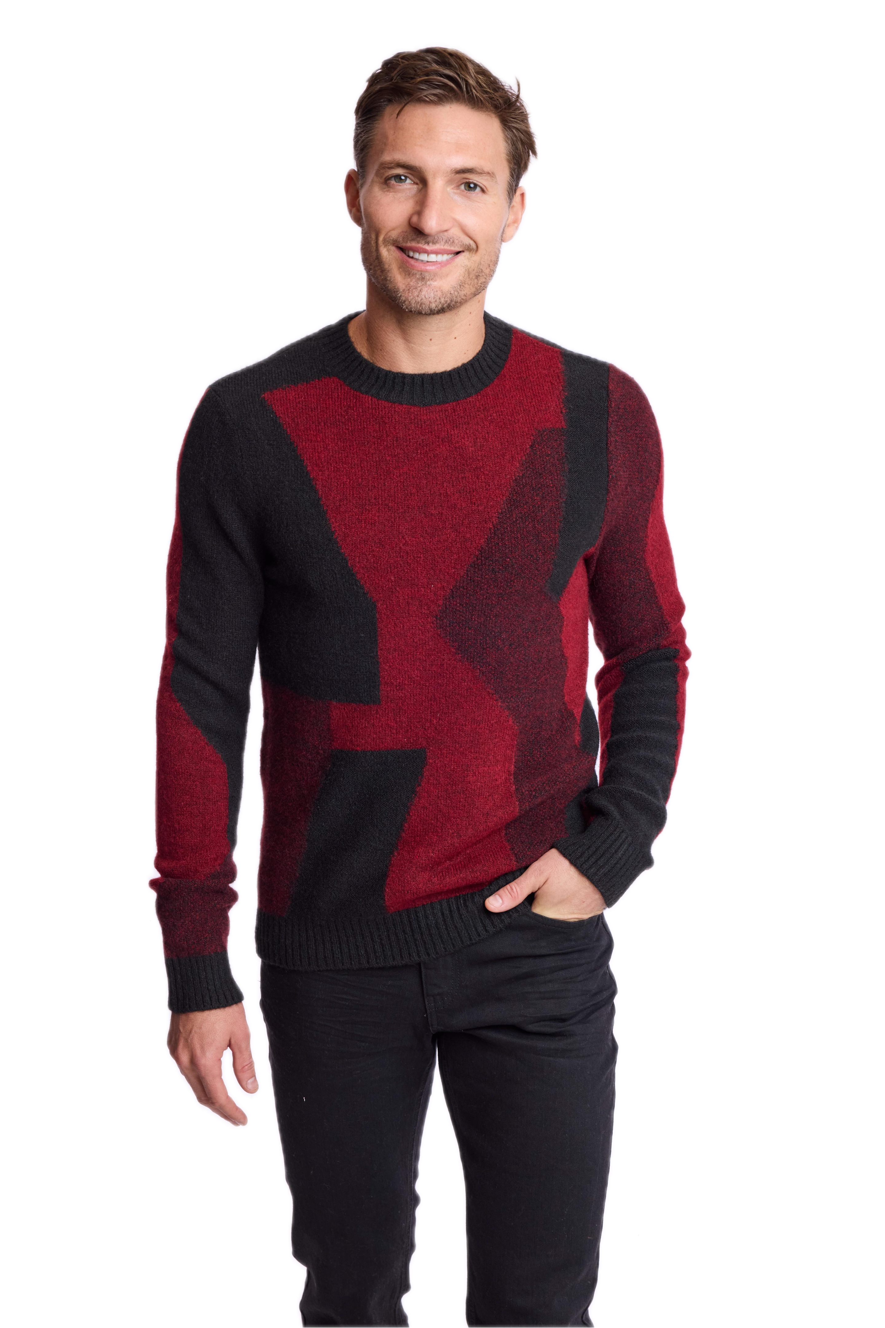 Crewneck Sweater - Black & Burgundy