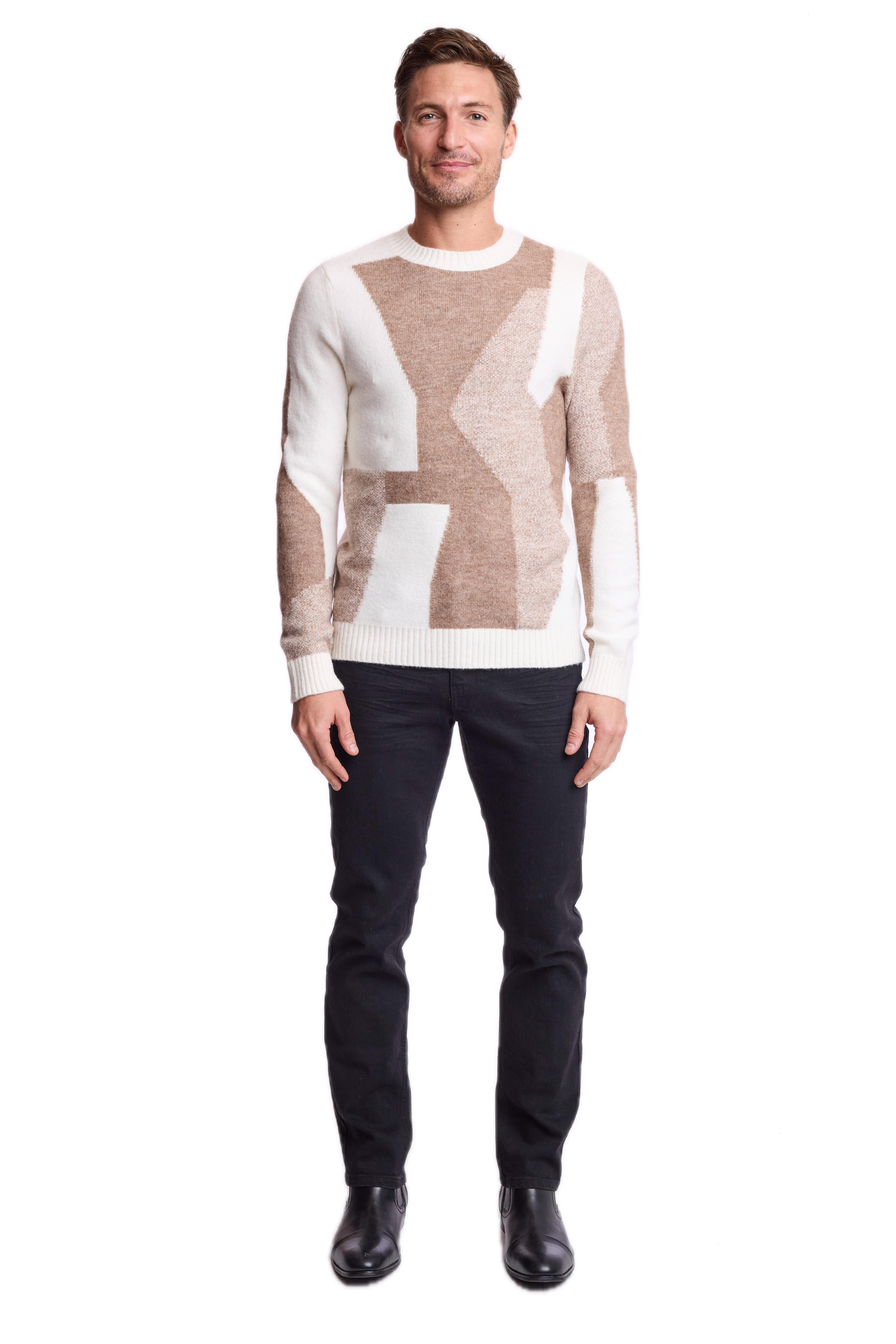 Crewneck Sweater - Brown & Tan