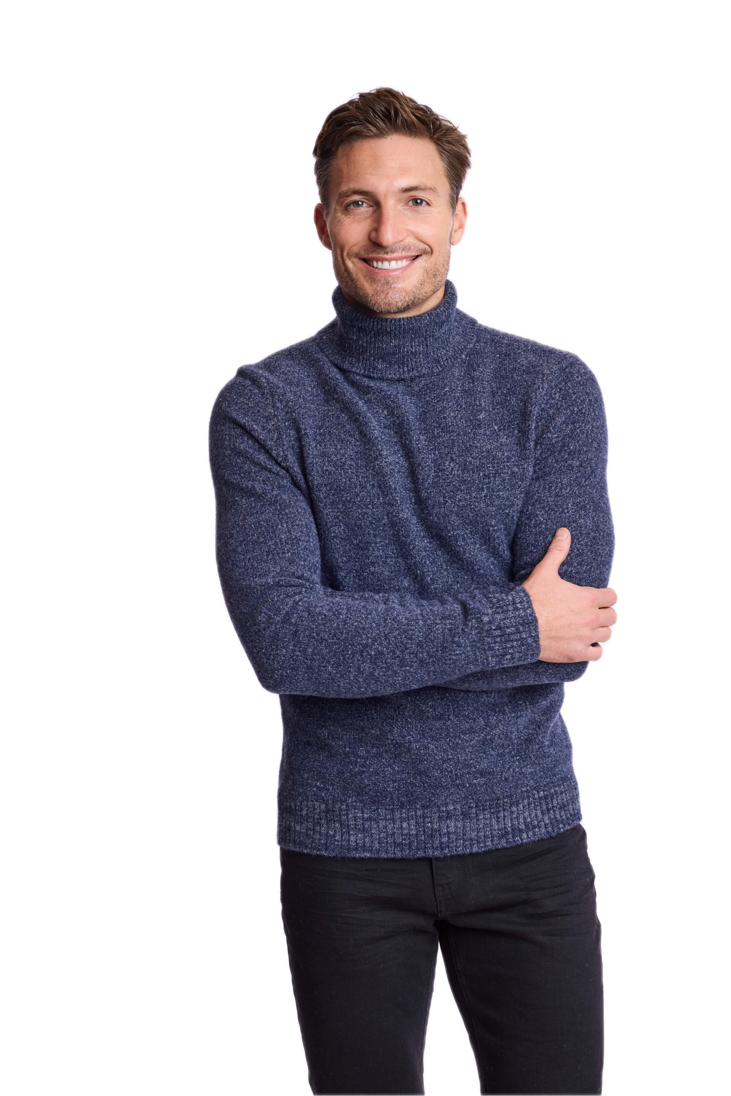 Chunky Turtleneck - Navy Blue Grey Marled