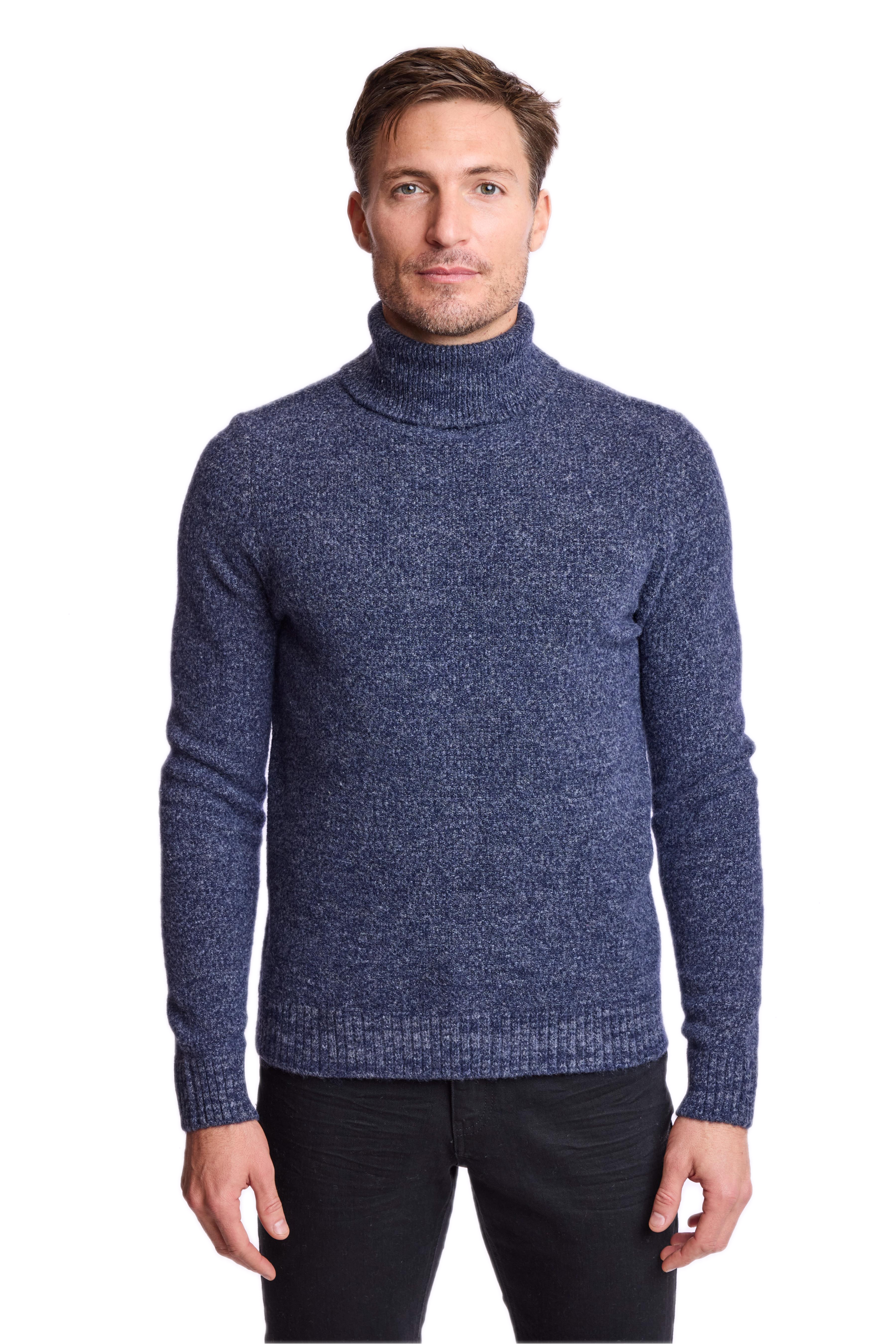Chunky Turtleneck - Navy Blue Grey Marled
