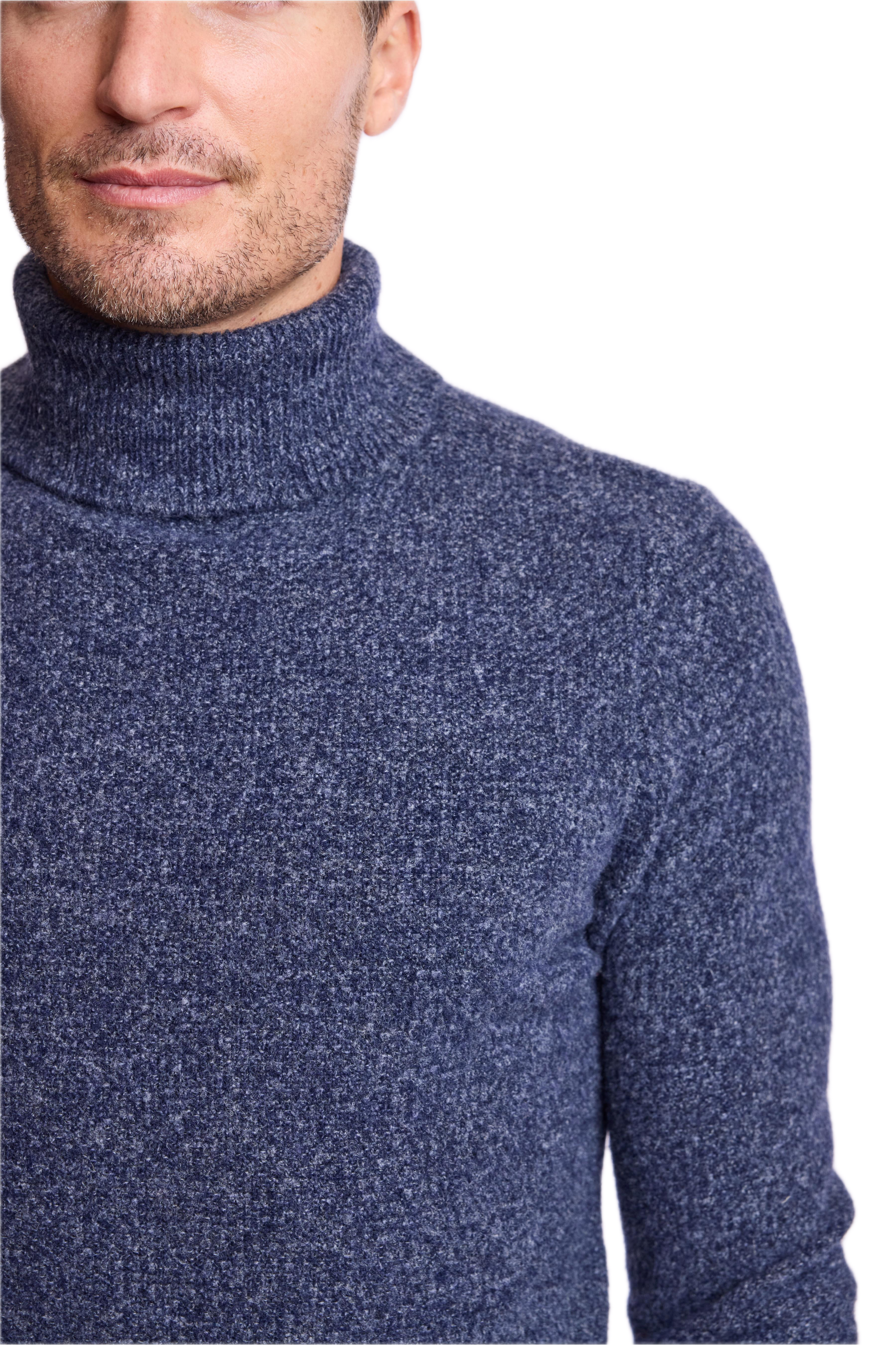 Chunky Turtleneck - Navy Blue Grey Marled