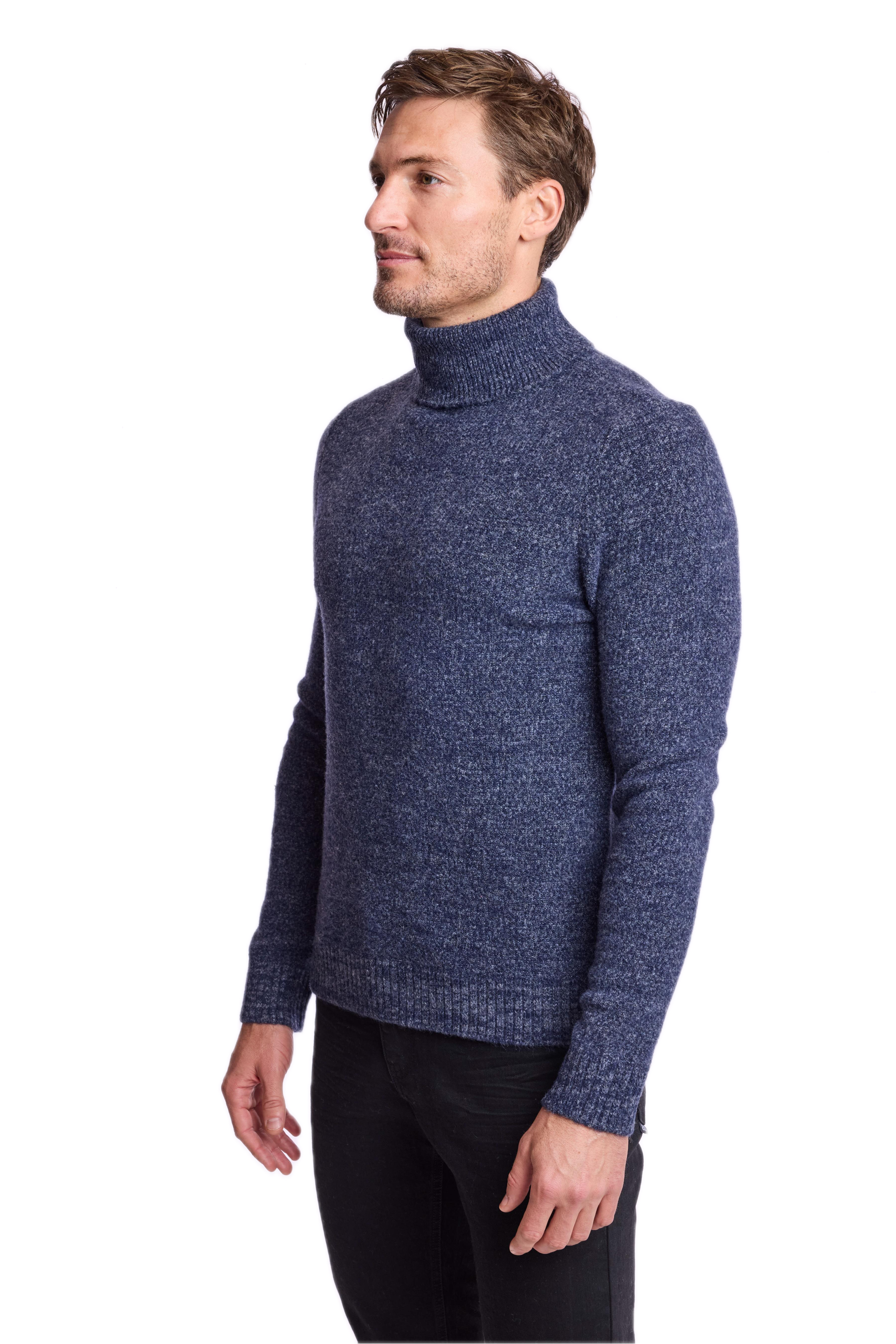 Chunky Turtleneck - Navy Blue Grey Marled