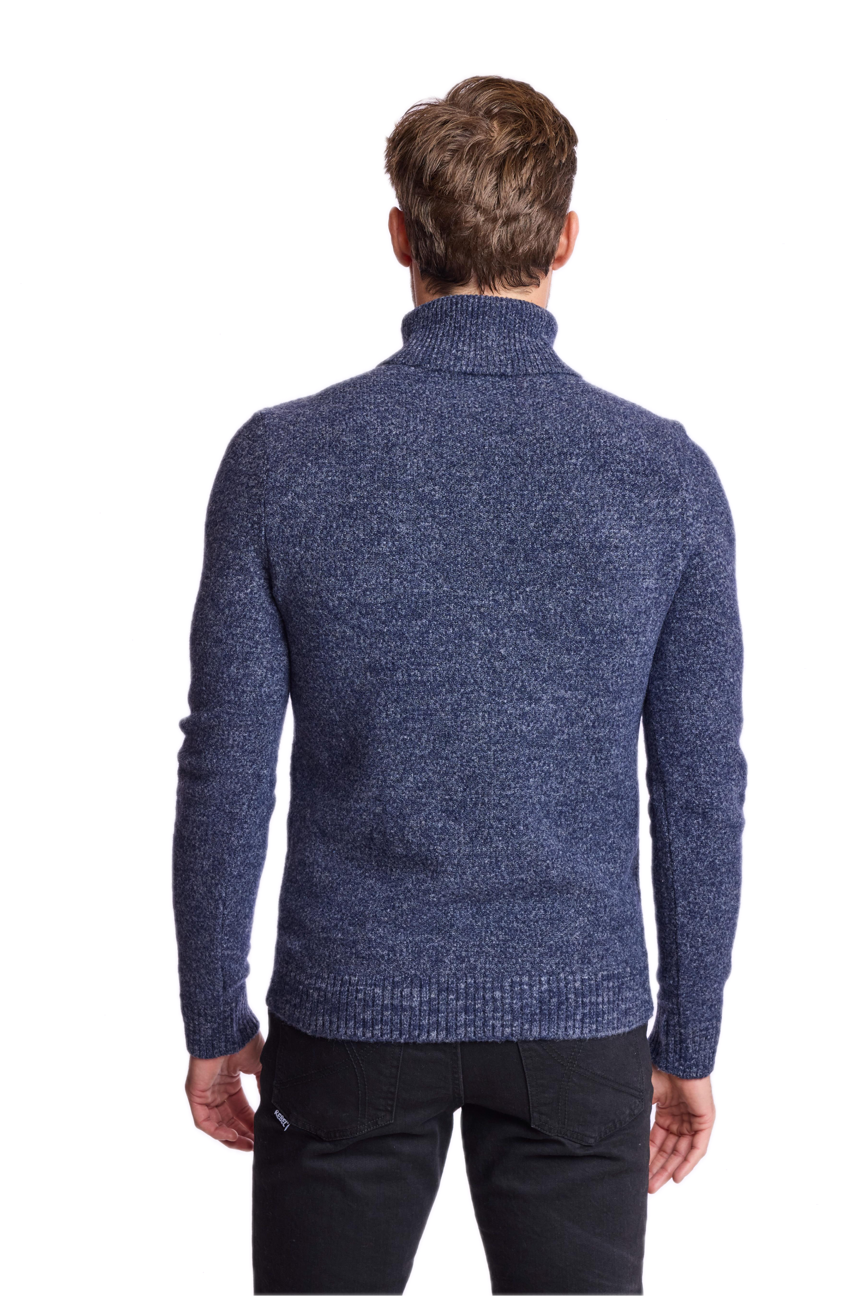 Chunky Turtleneck - Navy Blue Grey Marled