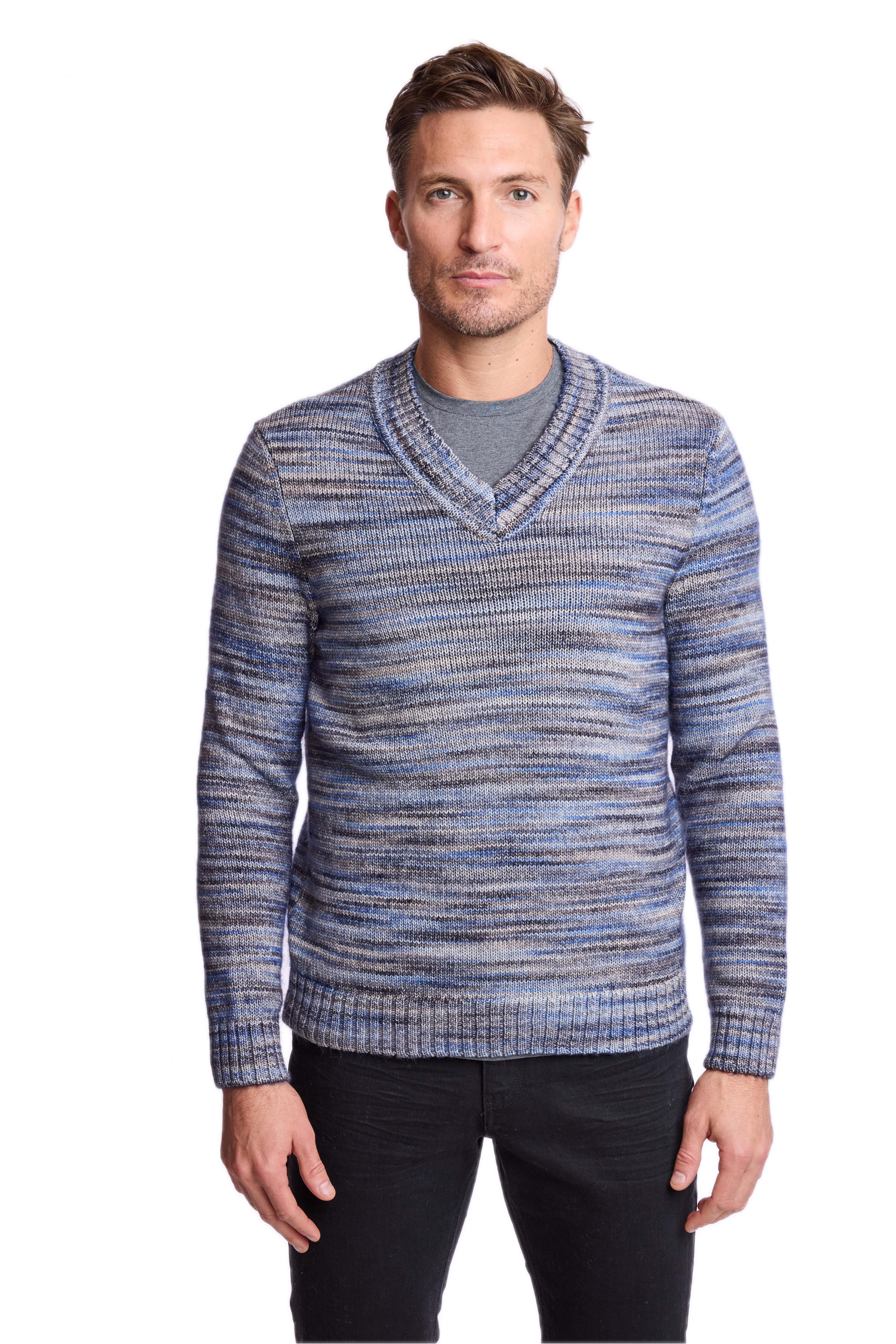 V-Neck Sweater - Navy Black Multi