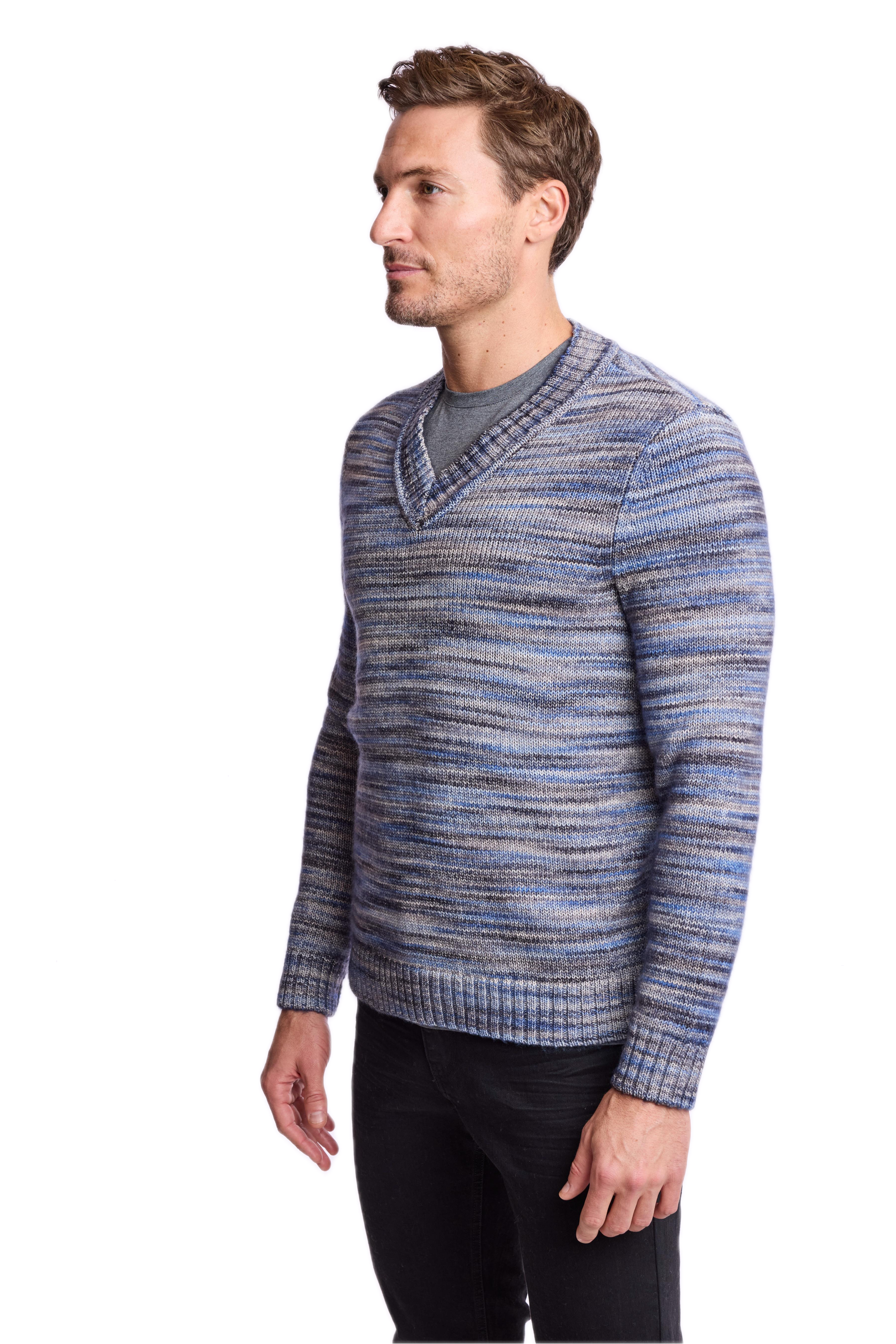 V-Neck Sweater - Navy Black Multi